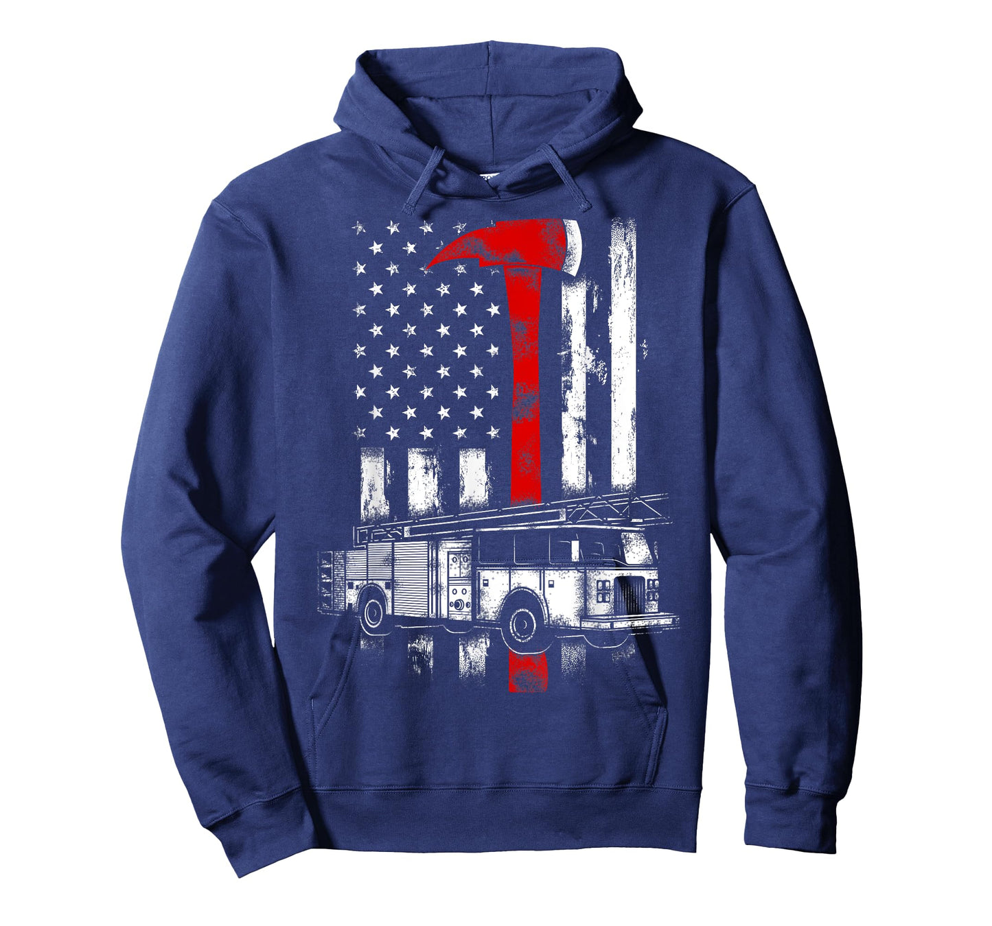 Firefighter American Fire Truck red Axe Fireman US flag T-Shirt