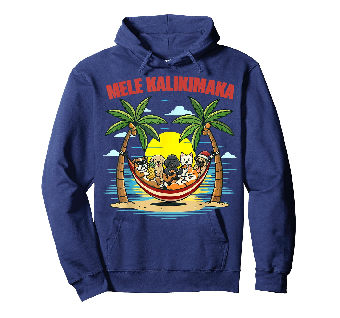 Funny Hawaiian Mele Kalikimaka Dogs Celebrating Christmas T-Shirt