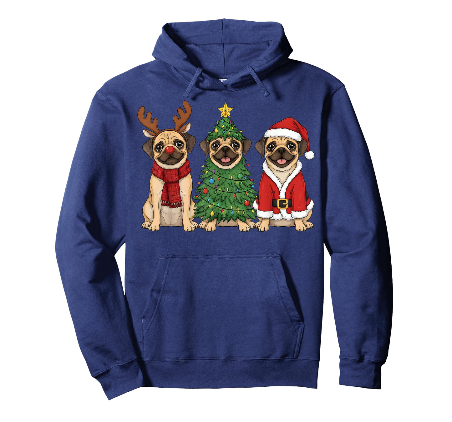Retro Christmas Puggle Santa Reindeer Dog Lover T-Shirt