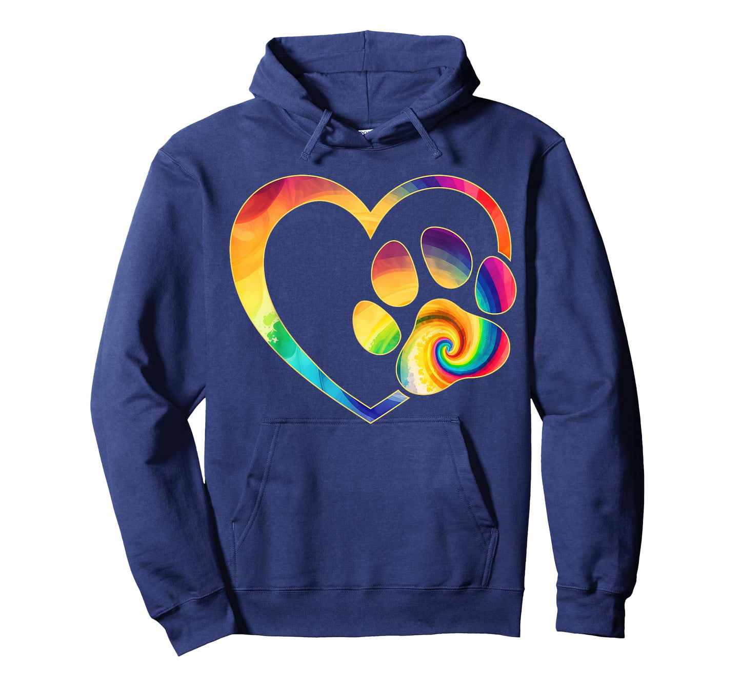 Cute Tie Dye Dog Paw Love Heart Print Colorful Pet Dog Lover T-Shirt