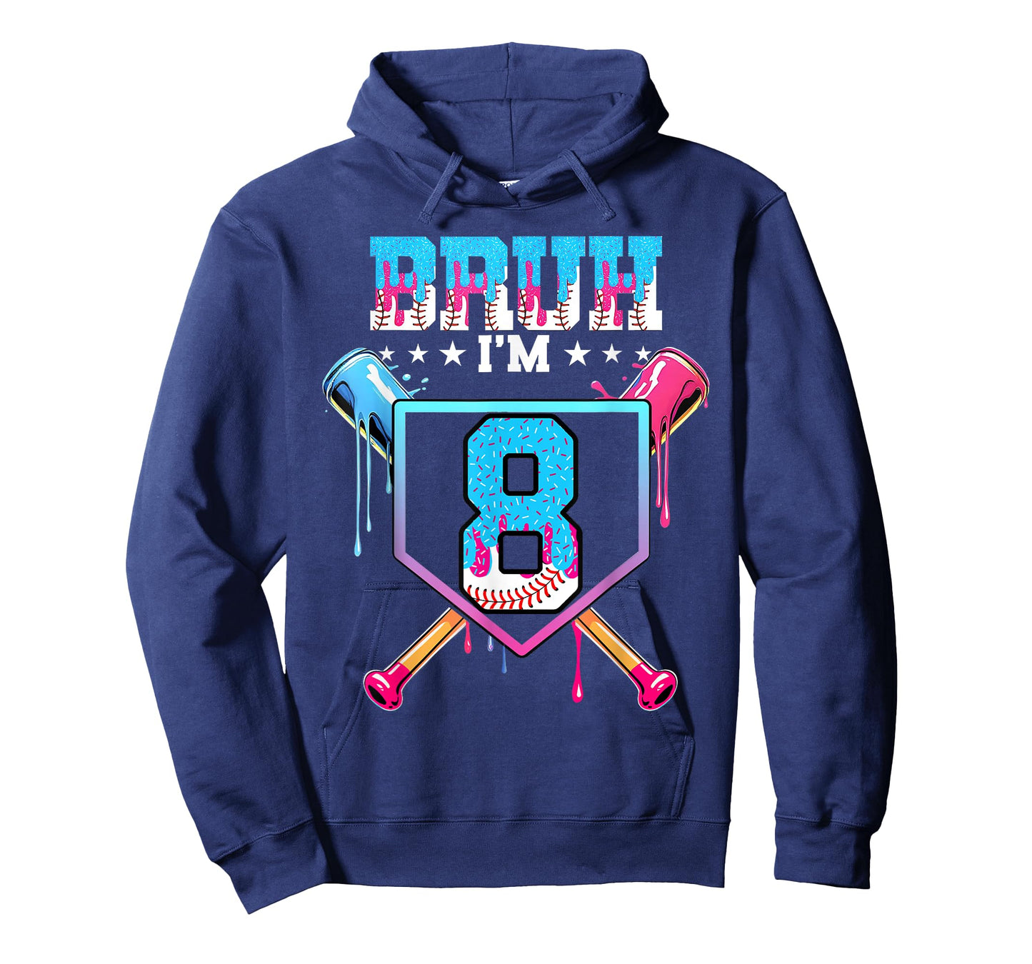 Bruh 8th Birthday Boy Baseball Ice Cream Drip 8 Year Old Boy T-Shirt