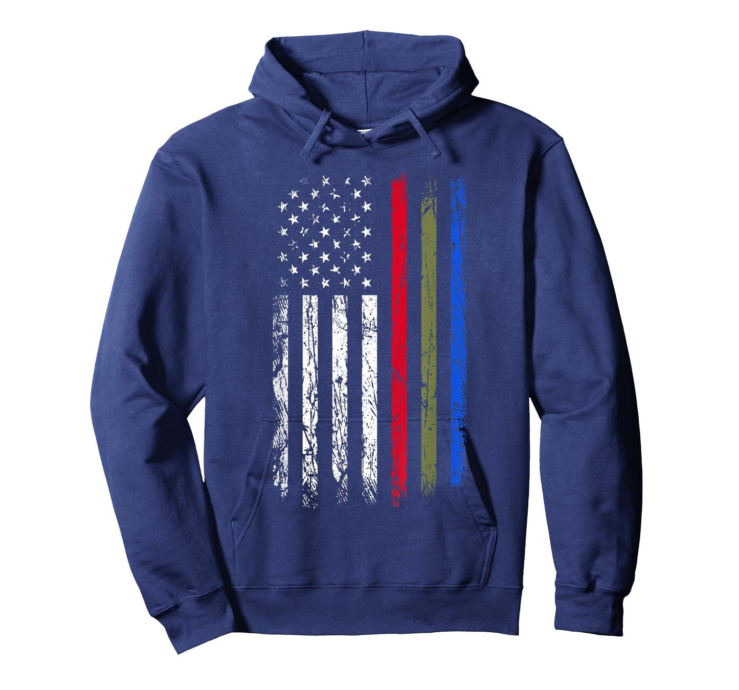 Thin Red Green Blue Line Flag Police Firefighters Military T-Shirt