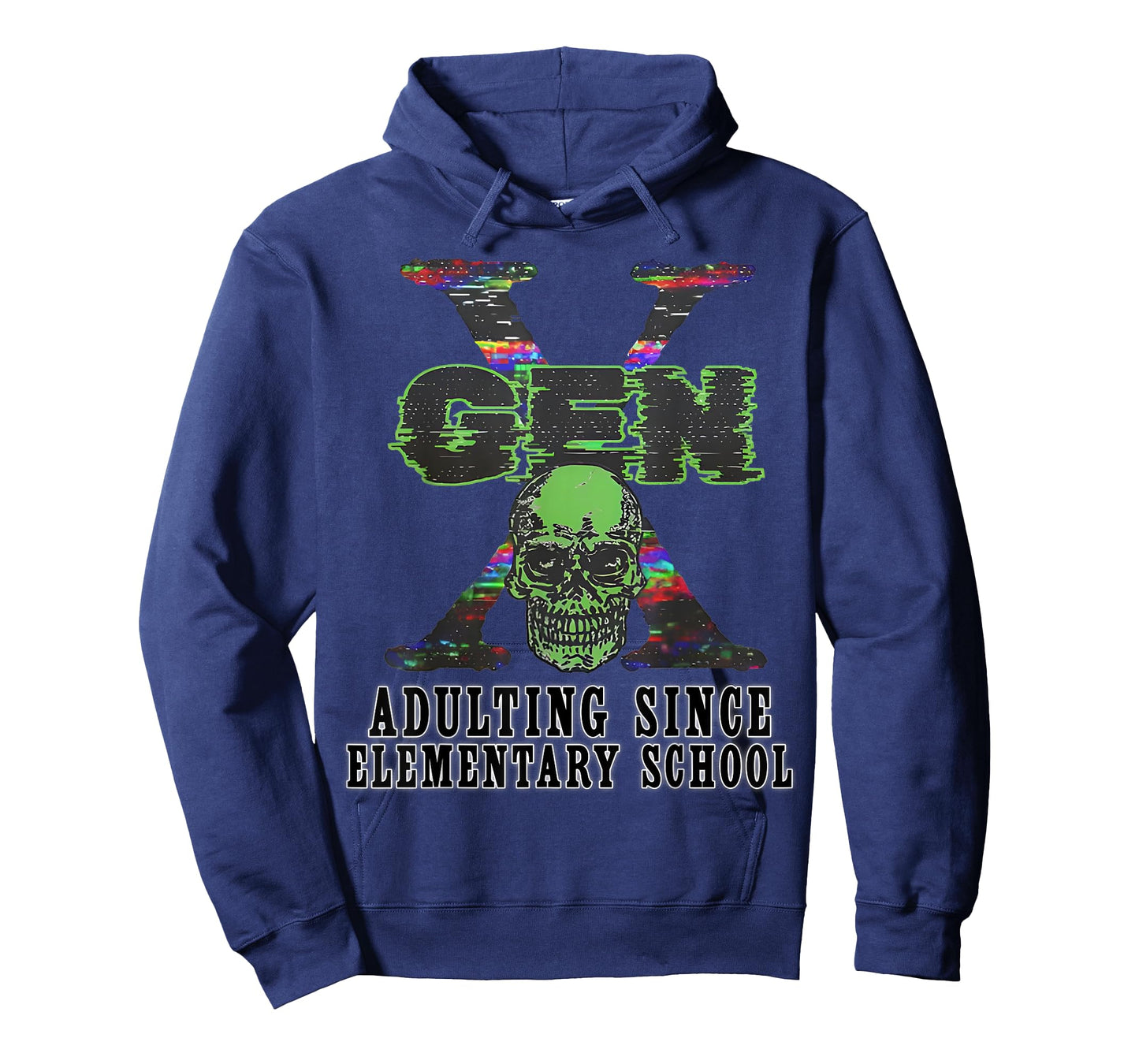 Gen X Adulting Since Elementary School Funny Skull Vintage T-Shirt