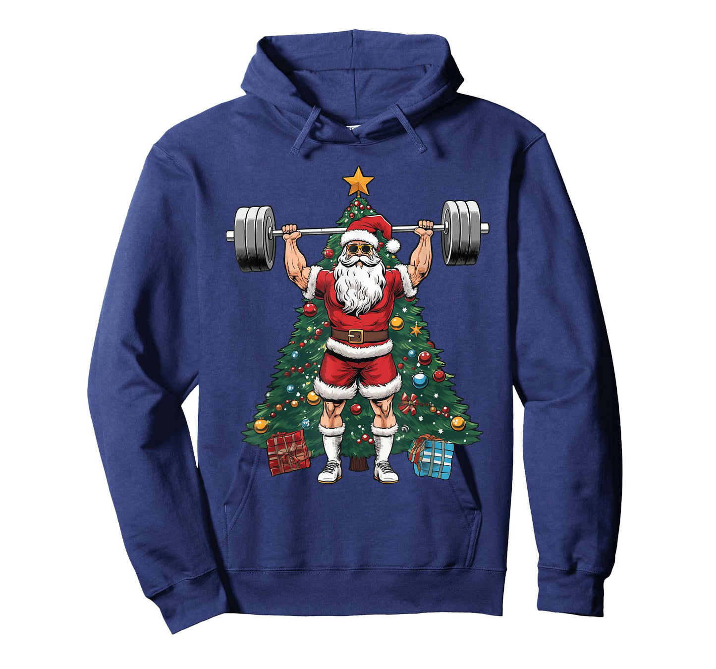 Funny Santa Weightlifting Clean Jerks Workout Christmas T-Shirt