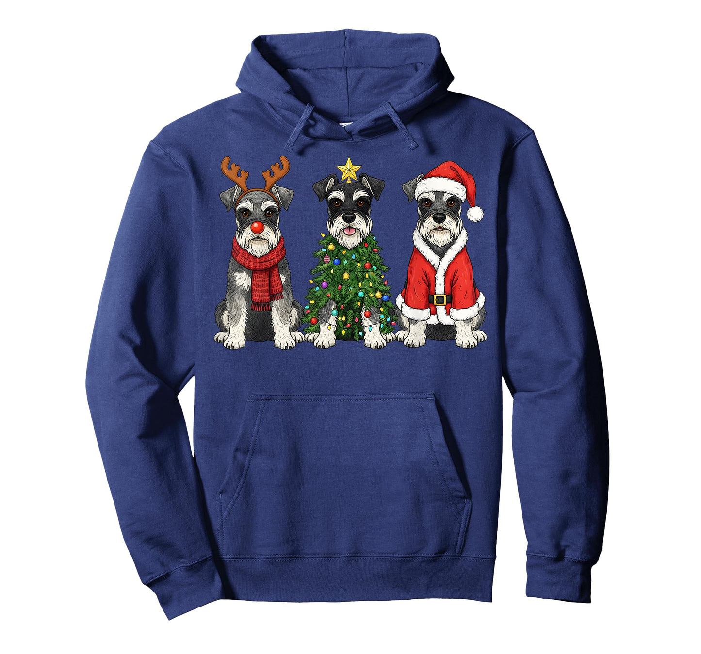 Retro Christmas Miniature Schnauzer Santa Reindeer Dog Lover T-Shirt