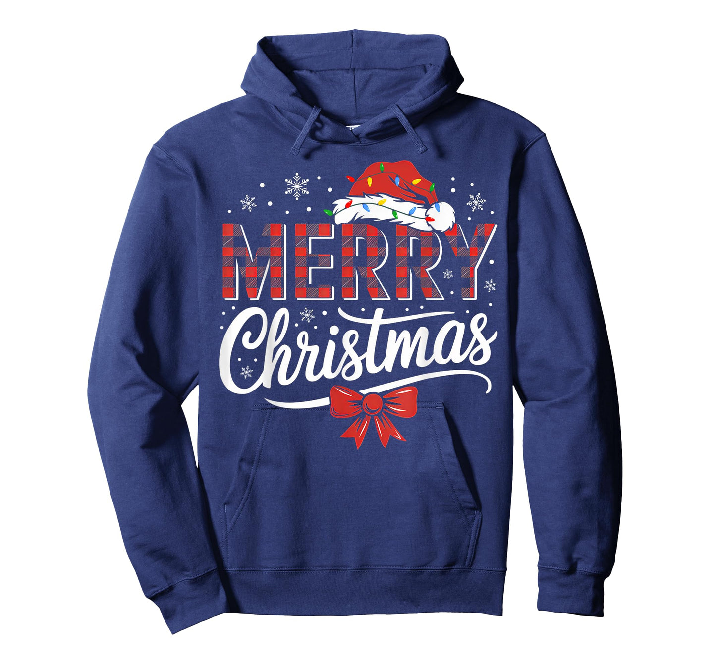 Merry Christmas Lights Funny Santa Hat Xmas Men Women Family T-Shirt