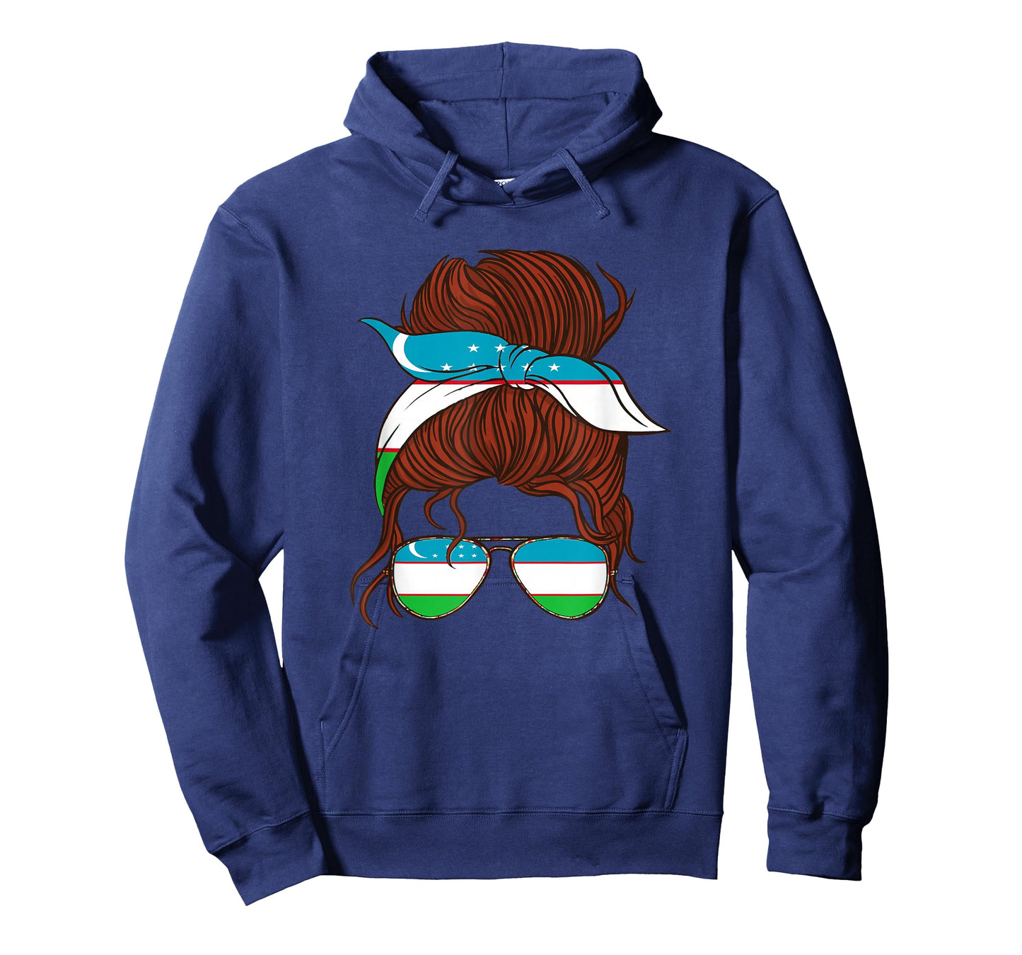Uzbekistan Flag Uzbek Roots Messy Hair Bun Girl Uzbek Flag T-Shirt