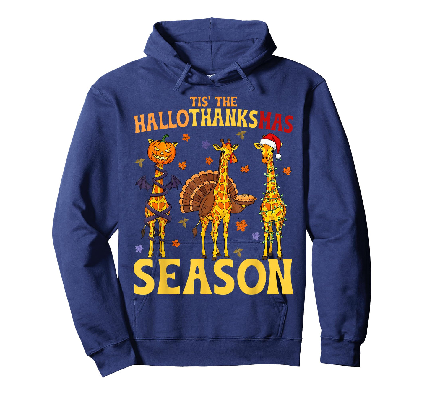 Giraffe Christmas Halloween Tis' The Hallothanksmas Season T-Shirt
