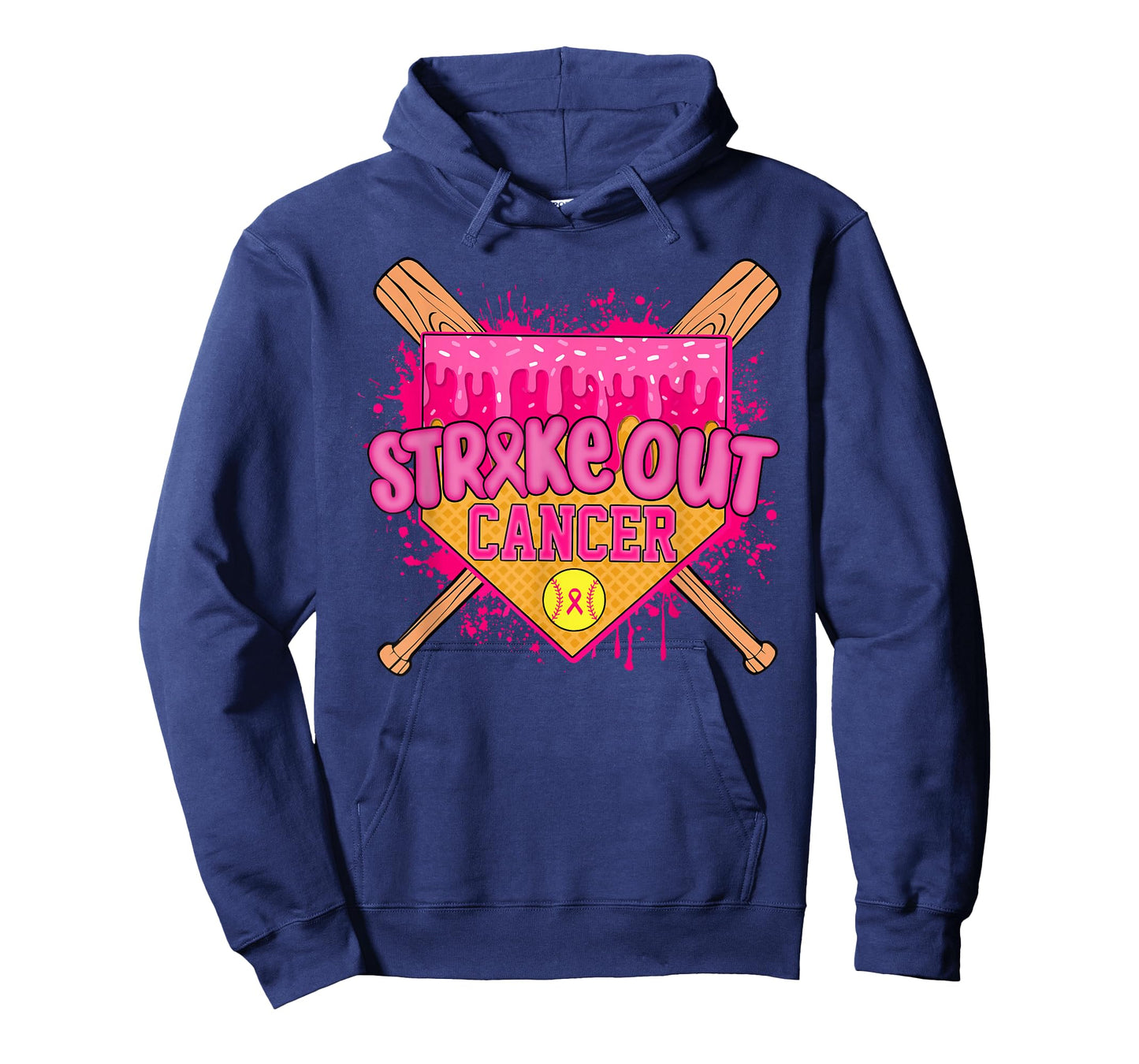 Strike Out Breast Cancer Warrior Softball Drip Home Plate T-Shirt