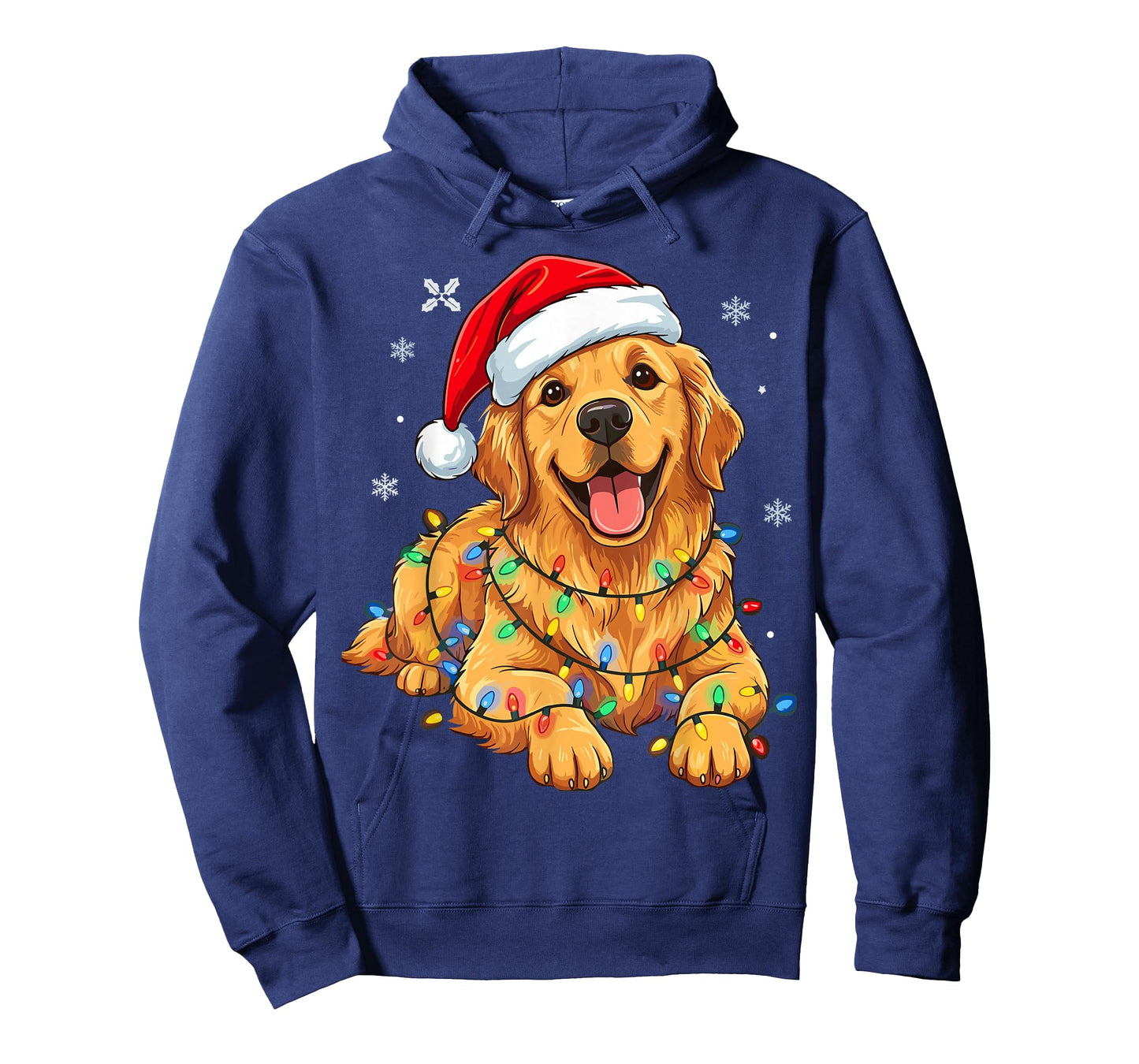 Christmas Dog Golden Retriever Lights Xmas T-Shirt