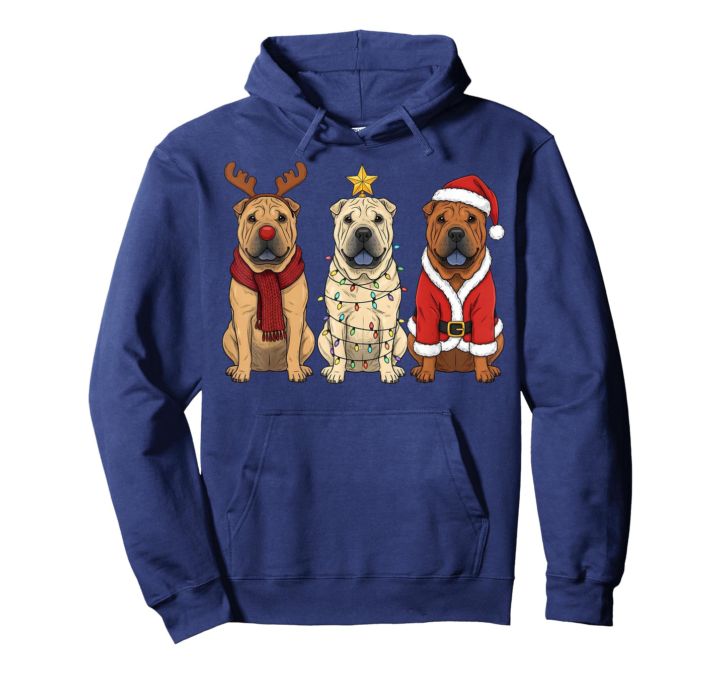 Retro Christmas Shar Pei Santa Reindeer Dog Lover T-Shirt