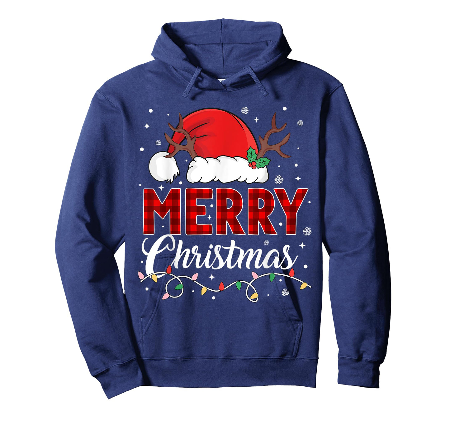 Merry Christmas Lights Red Santa Hat Xmas Family Men Women T-Shirt
