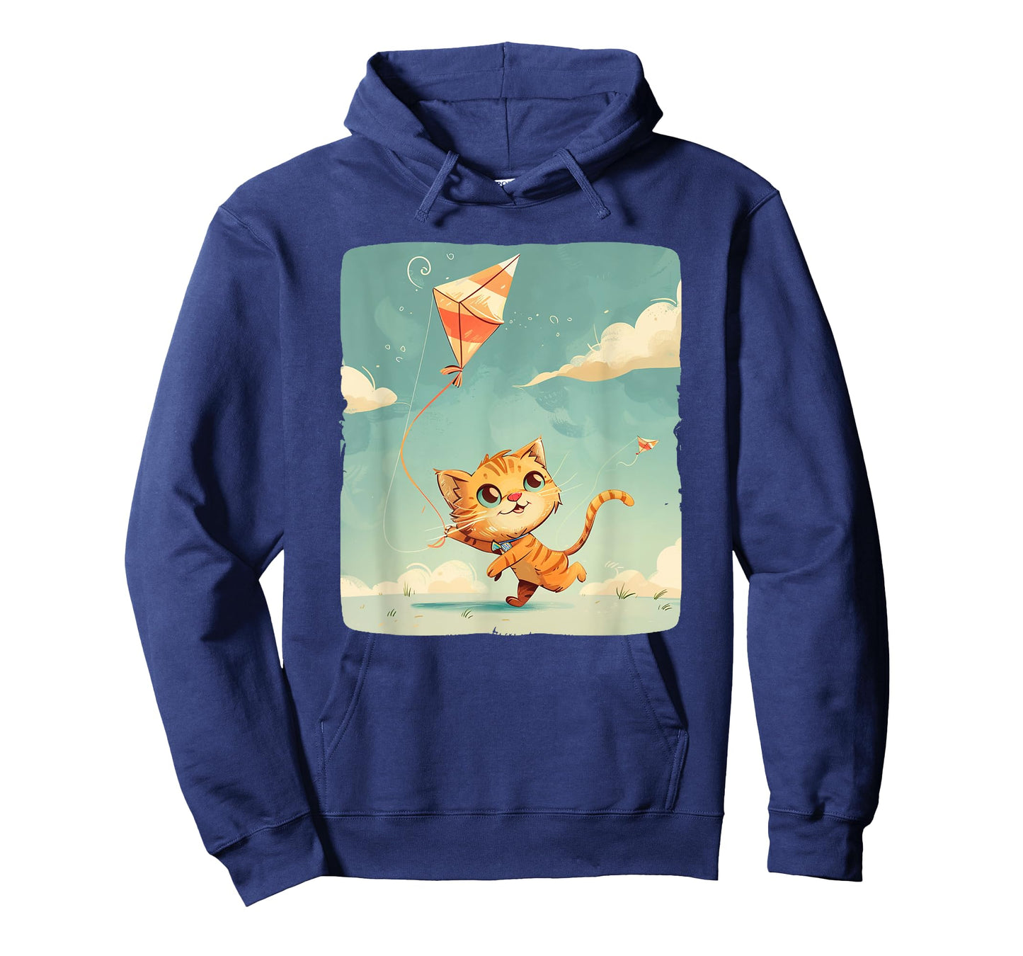 Whimsical Cat Flies Kites Graphic for a Breezy Adventure T-Shirt