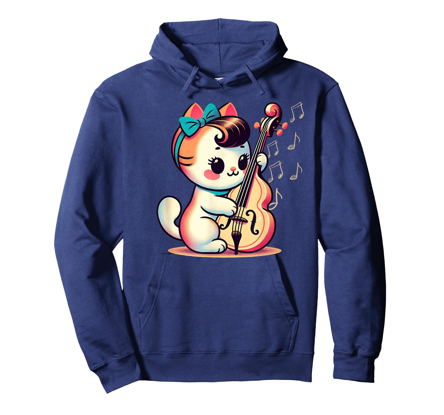 A Cute Retro Cat Playing The Double Bass T-Shirt