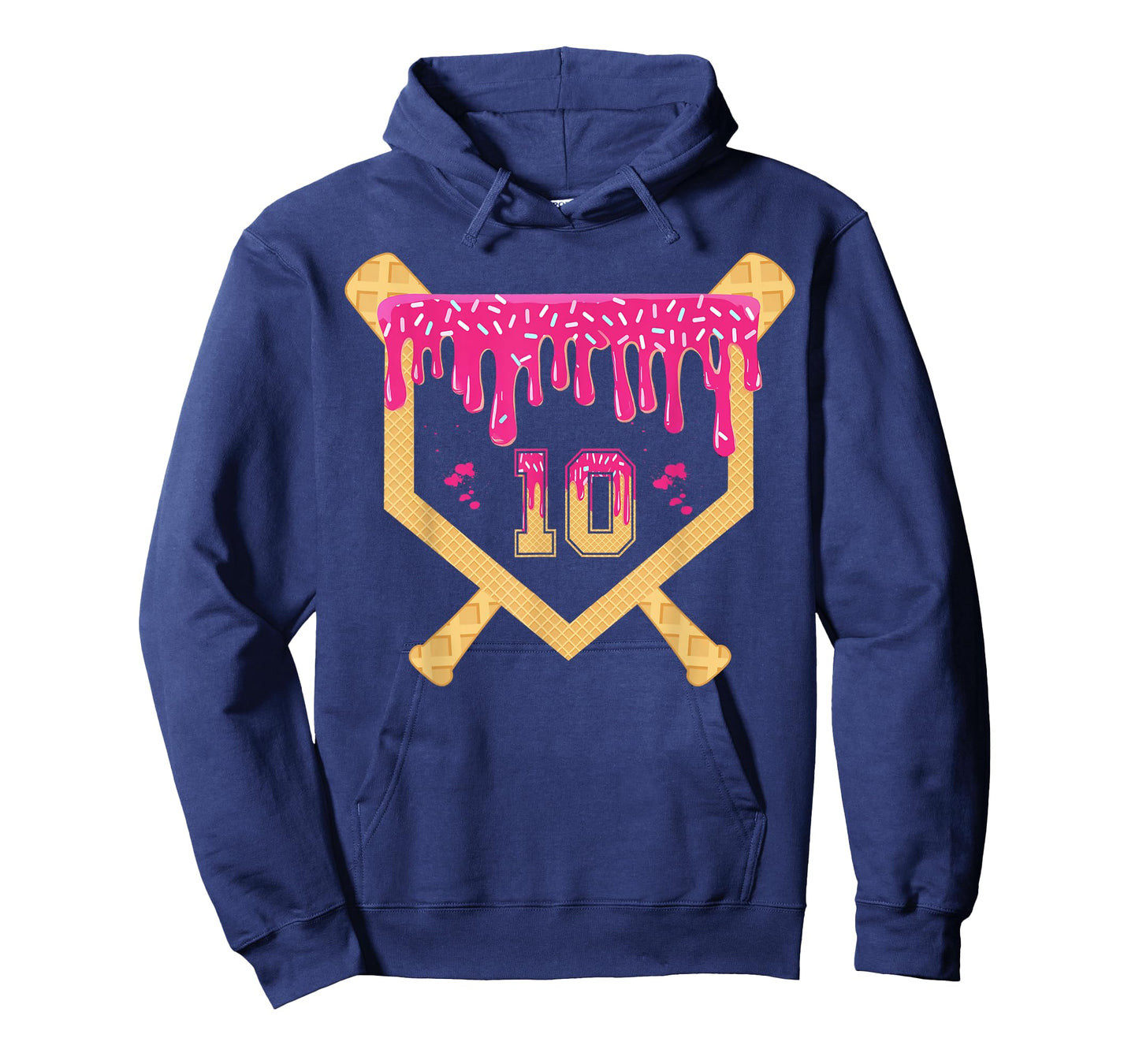 Baseball 10 Year Old Birthday Drip 10th Birthday Ice Cream T-Shirt