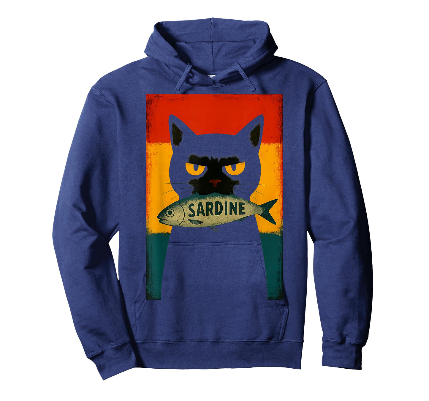 Black Cat with Sardine Retro Style Art Design Spain Cat T-Shirt
