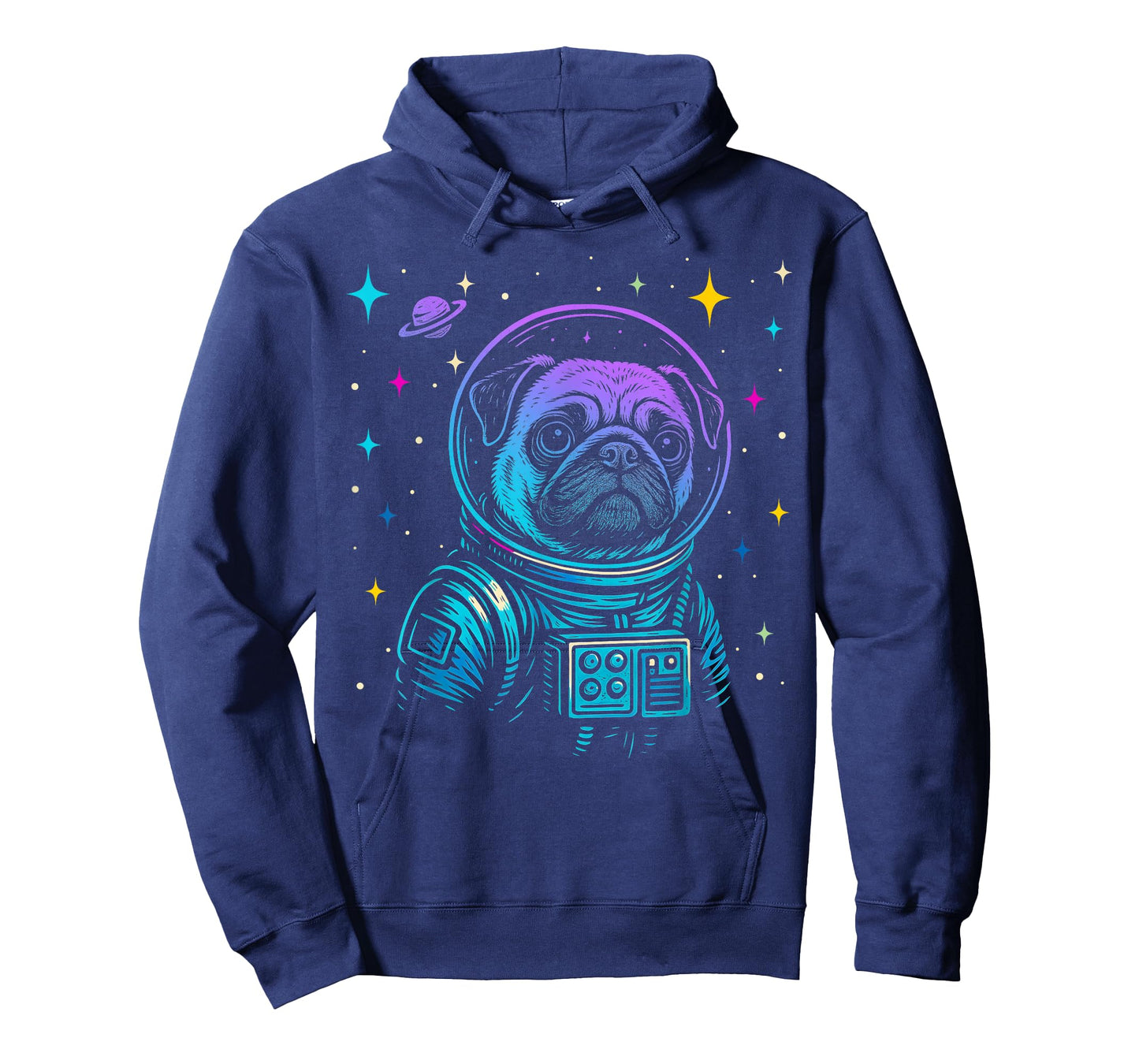 Colorful Astronaut Pug Space Galaxy Dog Lovers T-Shirt