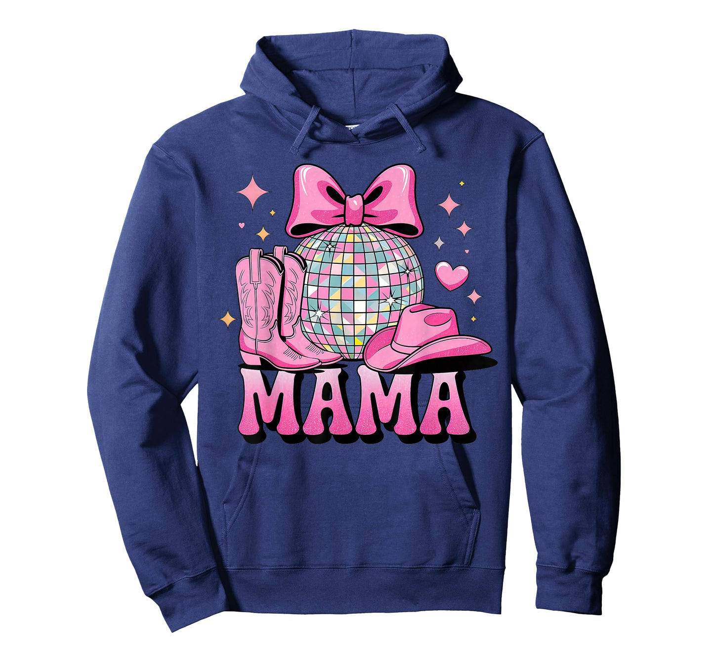 Pink Cowboy Hat Western Cowgirl Mama Bow Groovy Country Mom T-Shirt
