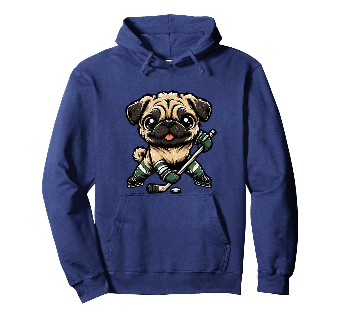 Cute Pug Playing Ice Hockey Dog Design T-Shirt