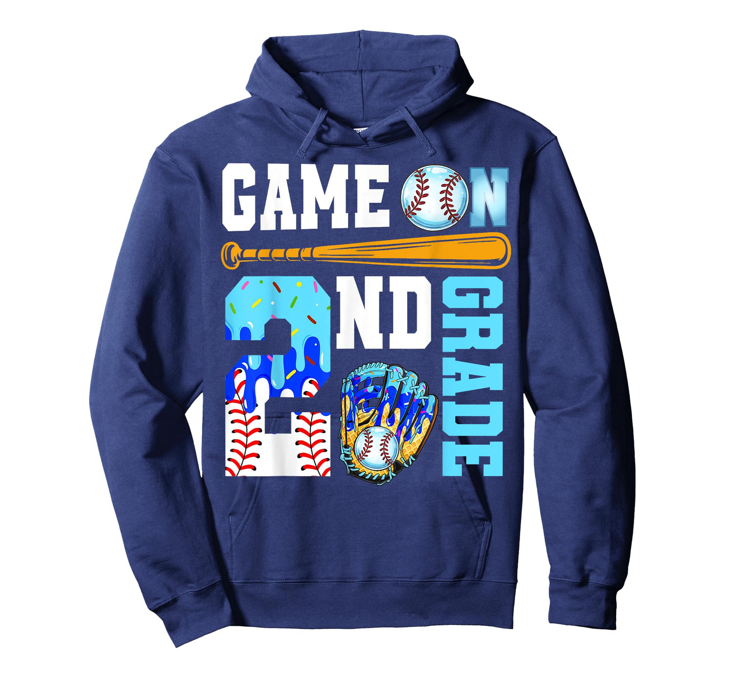 2nd Grade Back To School Baseball Drip Ice Cream Game On T-Shirt