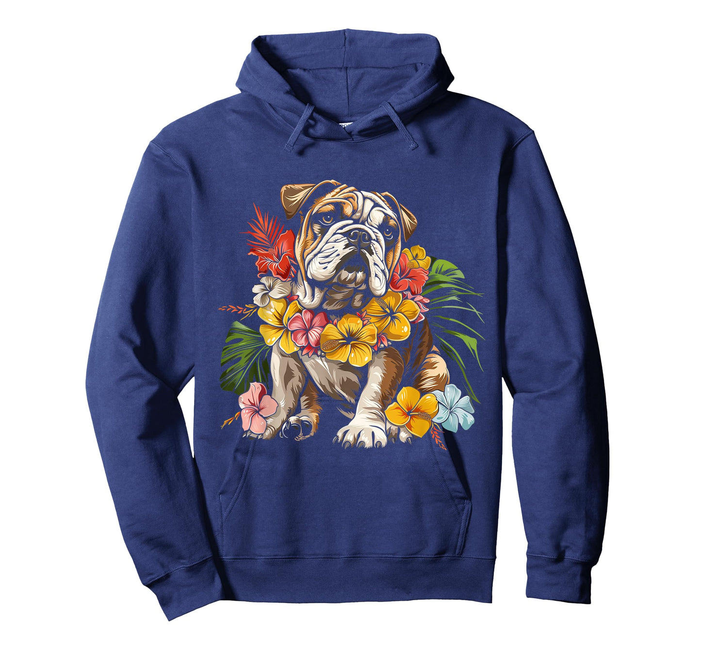 Bulldog Hawaiian Flowers Hibiscus Hula Hawaii Dog T-Shirt
