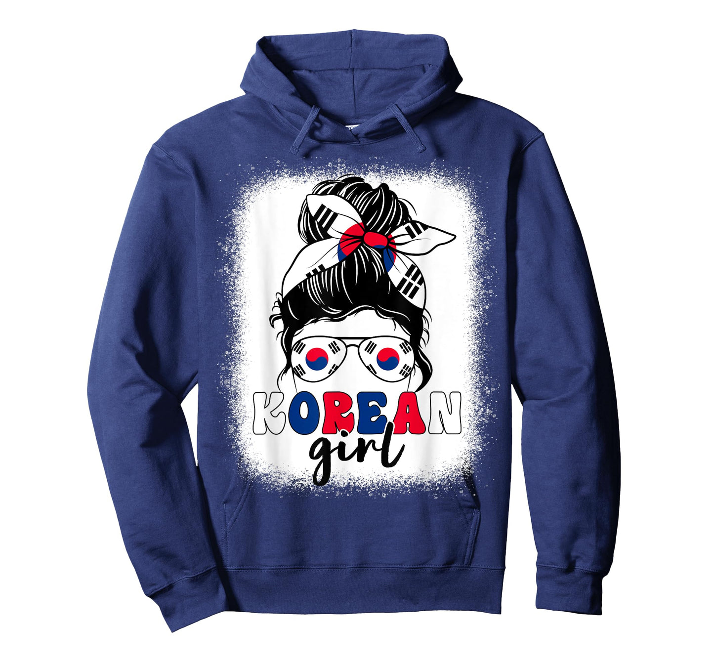 Korean Girl Messy Bun Korea Flag Patriotic Women Kids T-Shirt