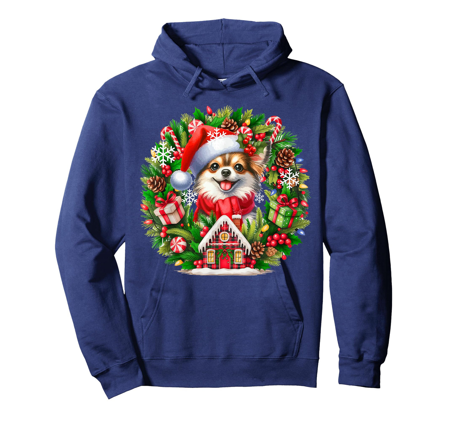 Santa Chihuahua Christmas Floral Circle Matching Owner Kids T-Shirt