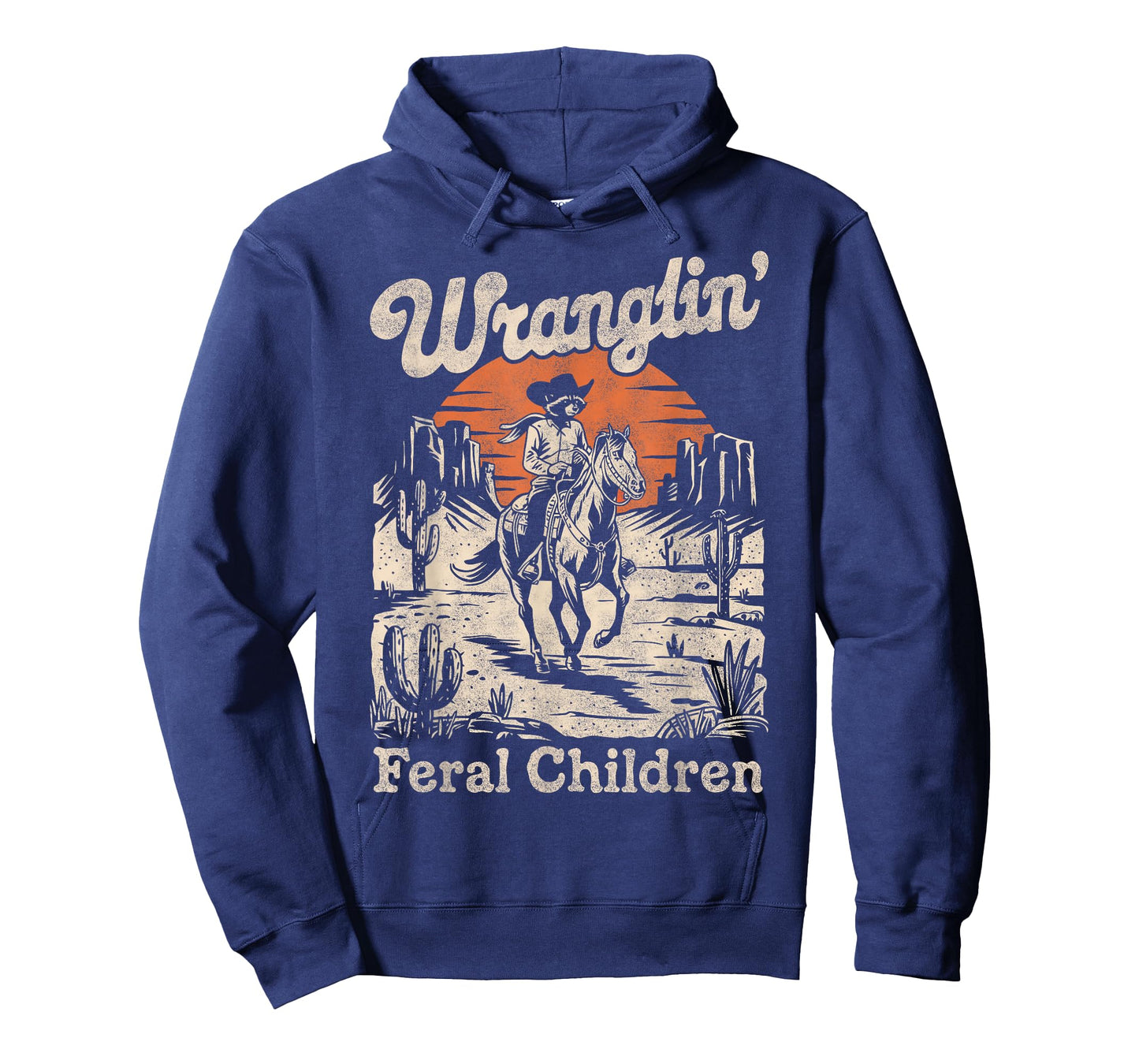 Wranglin Feral Children Retro Cowboy Raccoon 90s Western Mom T-Shirt