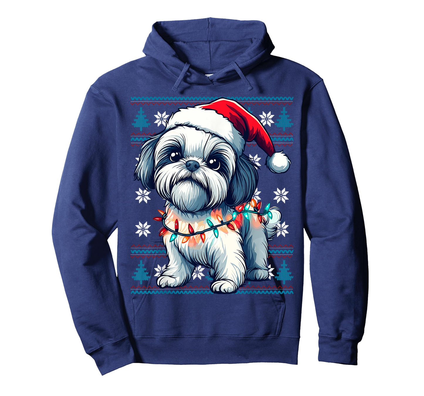 Shih Tzu Santa Xmas Tree Lights Shih Tzu Ugly Christmas T-Shirt