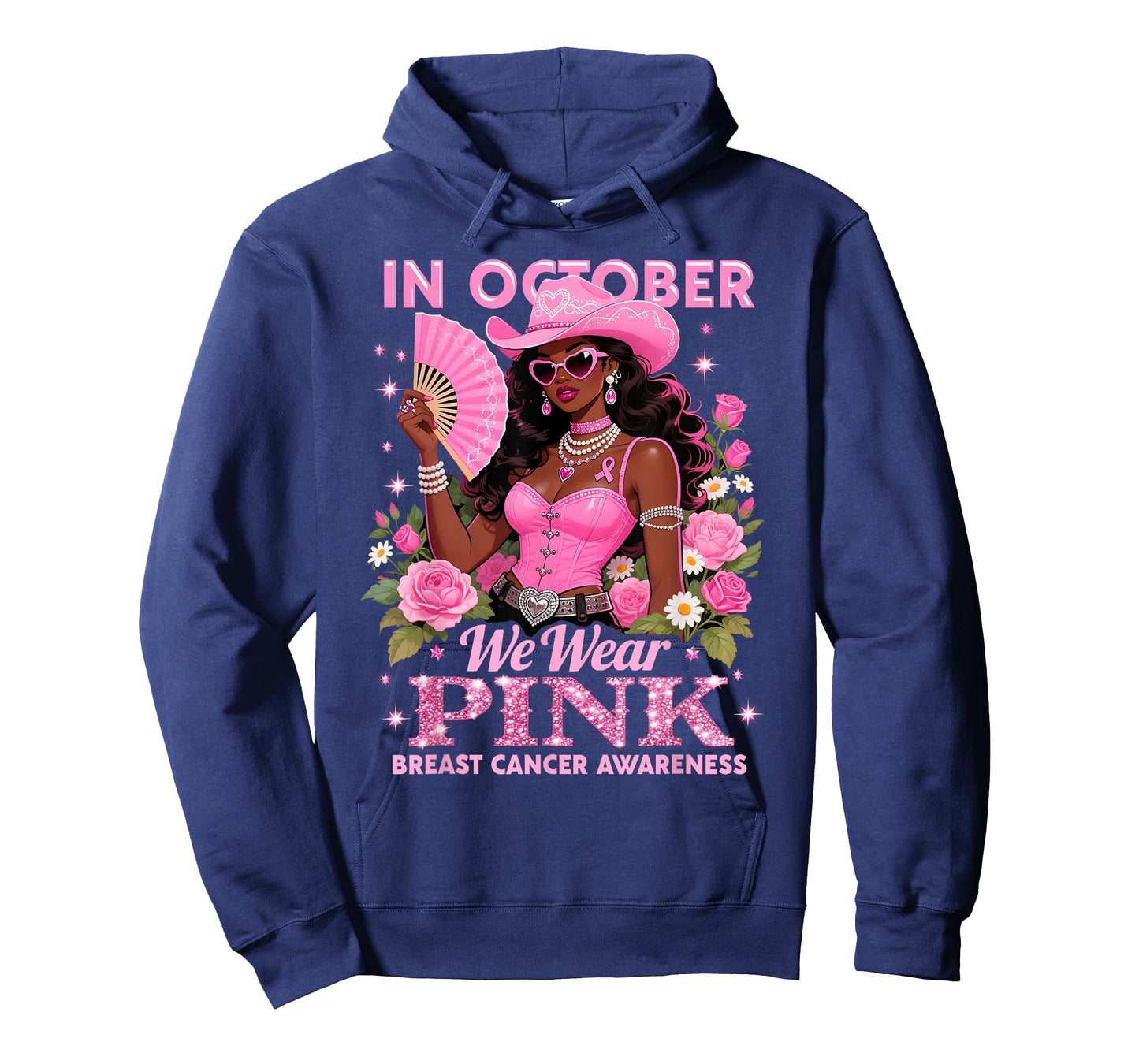 in October We Wear Pink Cowgirl Awareness Art T-Shirt