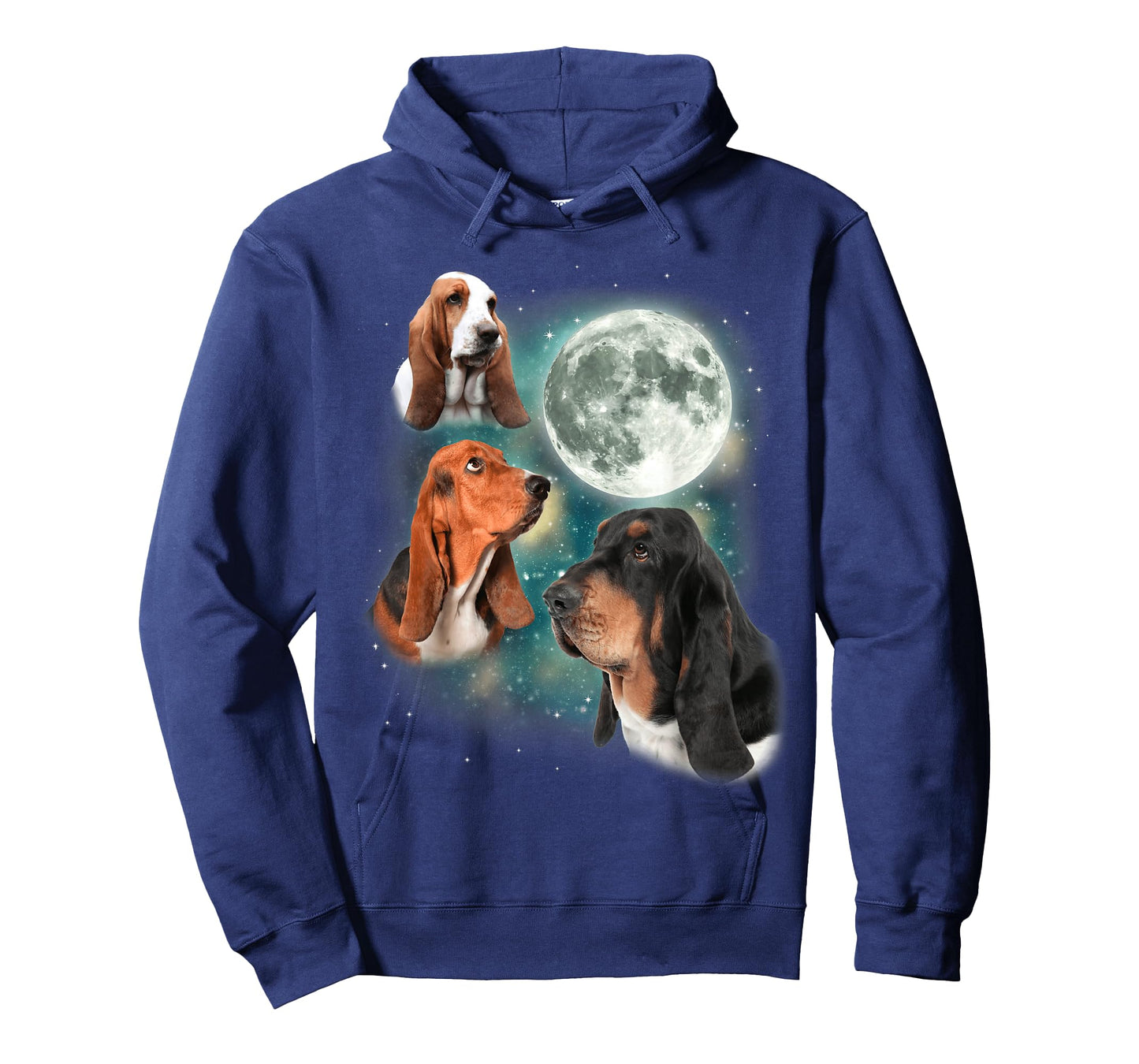 Basset Hound Moon | 3 Funny Canines Howl at Moon Cute Dog T-Shirt