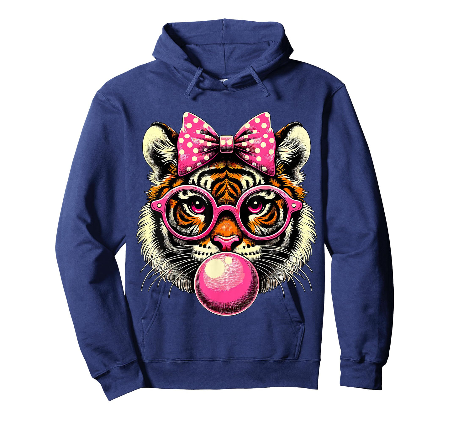 Tiger with Glasses Bubblegum and Bow T-Shirt