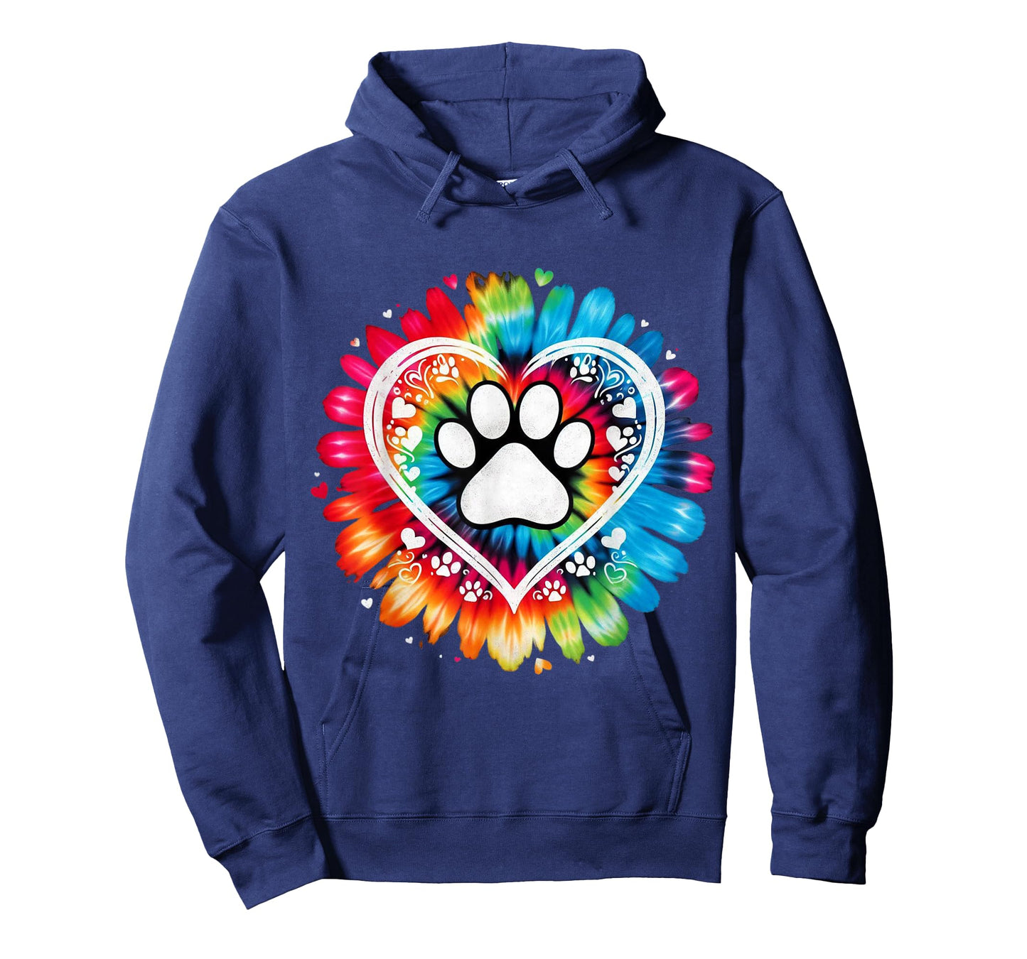 Tie Dye Love Dog Paw Print Heart Animal Lover T-Shirt