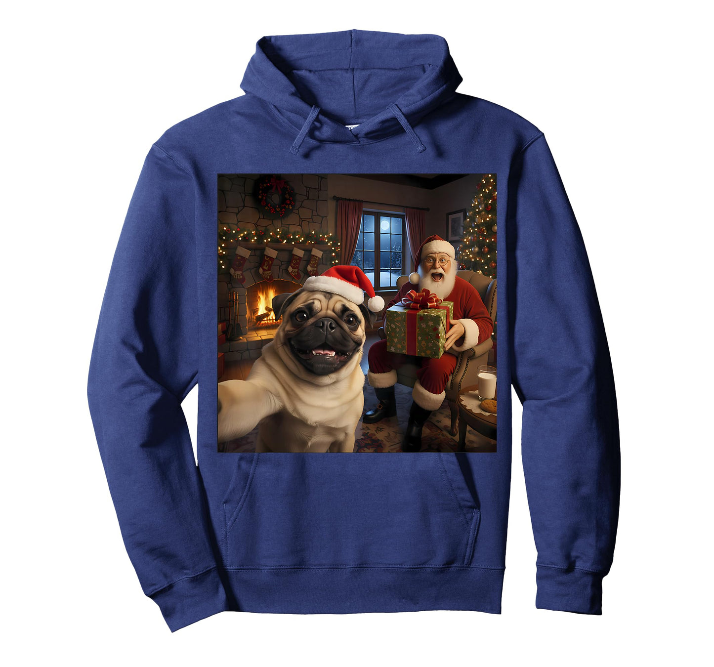 Pug Selfie with Santa Claus Funny Christmas Meme T-Shirt