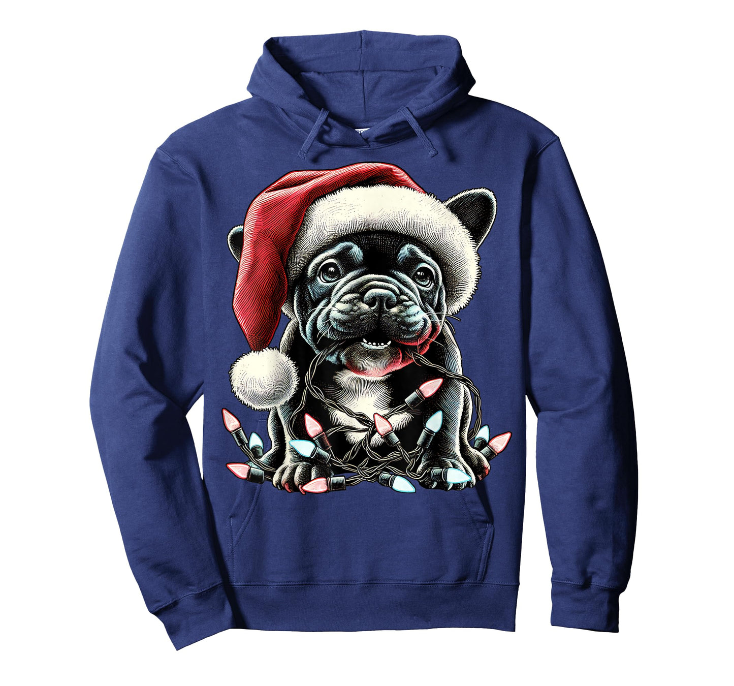 Cute Black French Bulldog Chew Christmas Light Frenchie Xmas T-Shirt
