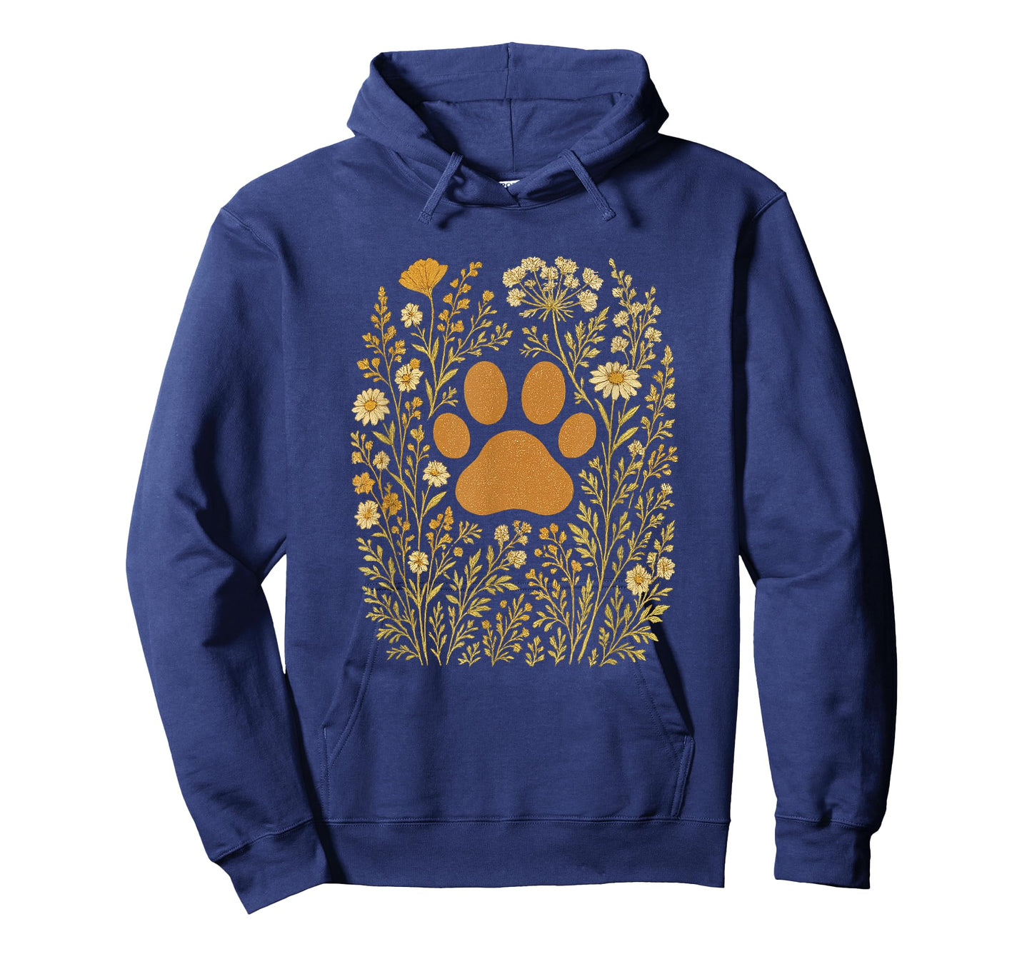 Vintage Boho Paw Print Wildflowers Distressed Earth Tone T-Shirt