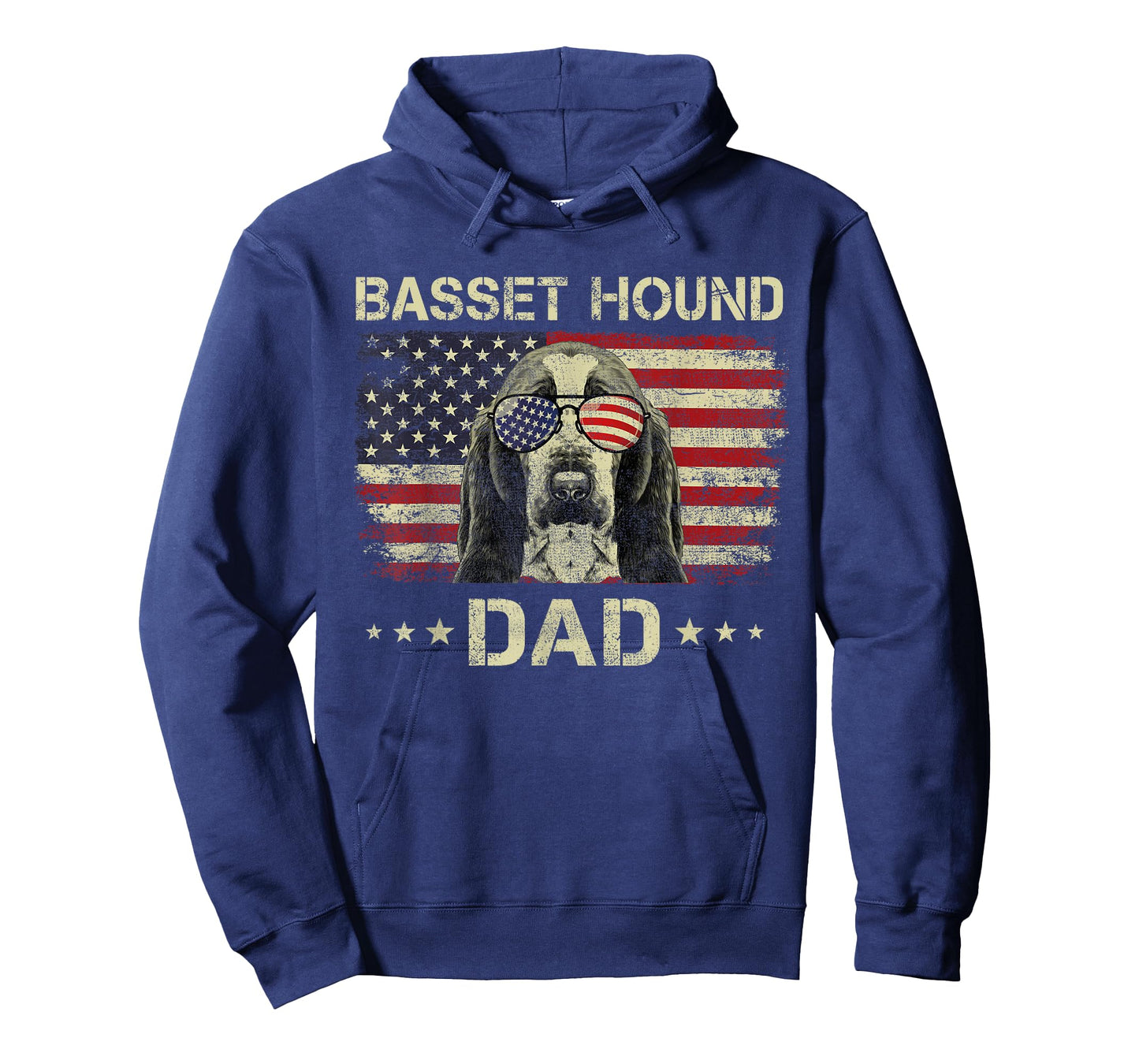 Basset Hound Dad Dog Lovers American Flag 4th Of July T-Shirt