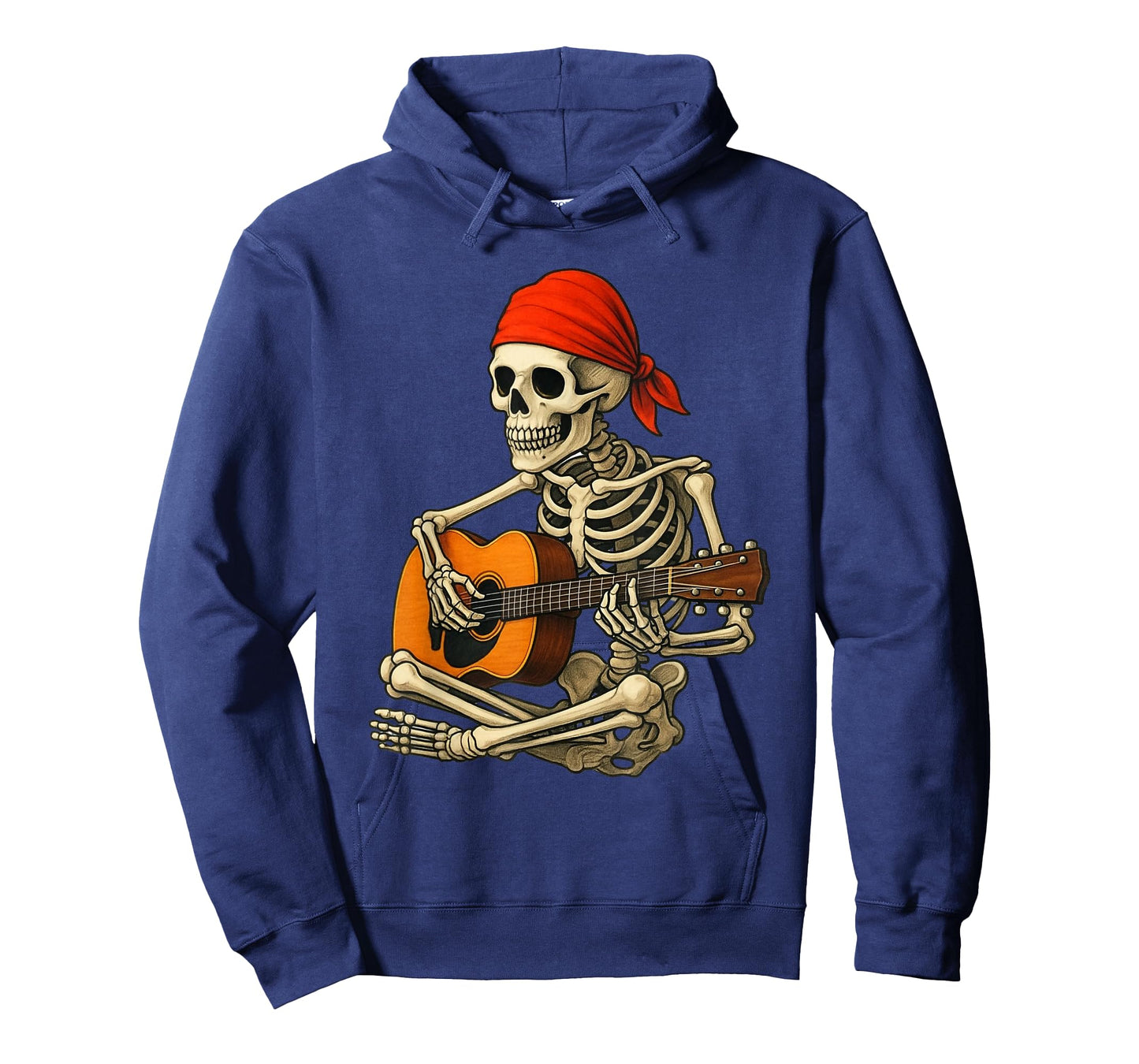 Skeleton Playing Guitar with Red Bandana Music Lover T-Shirt
