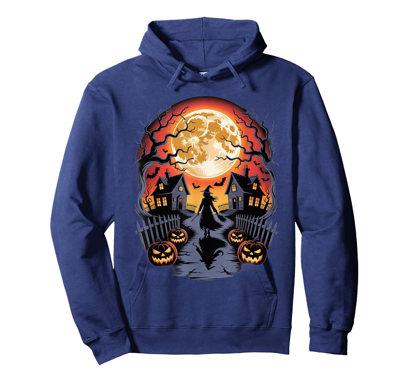 Witchy Halloween Night with Pumpkins and Moon Design T-Shirt