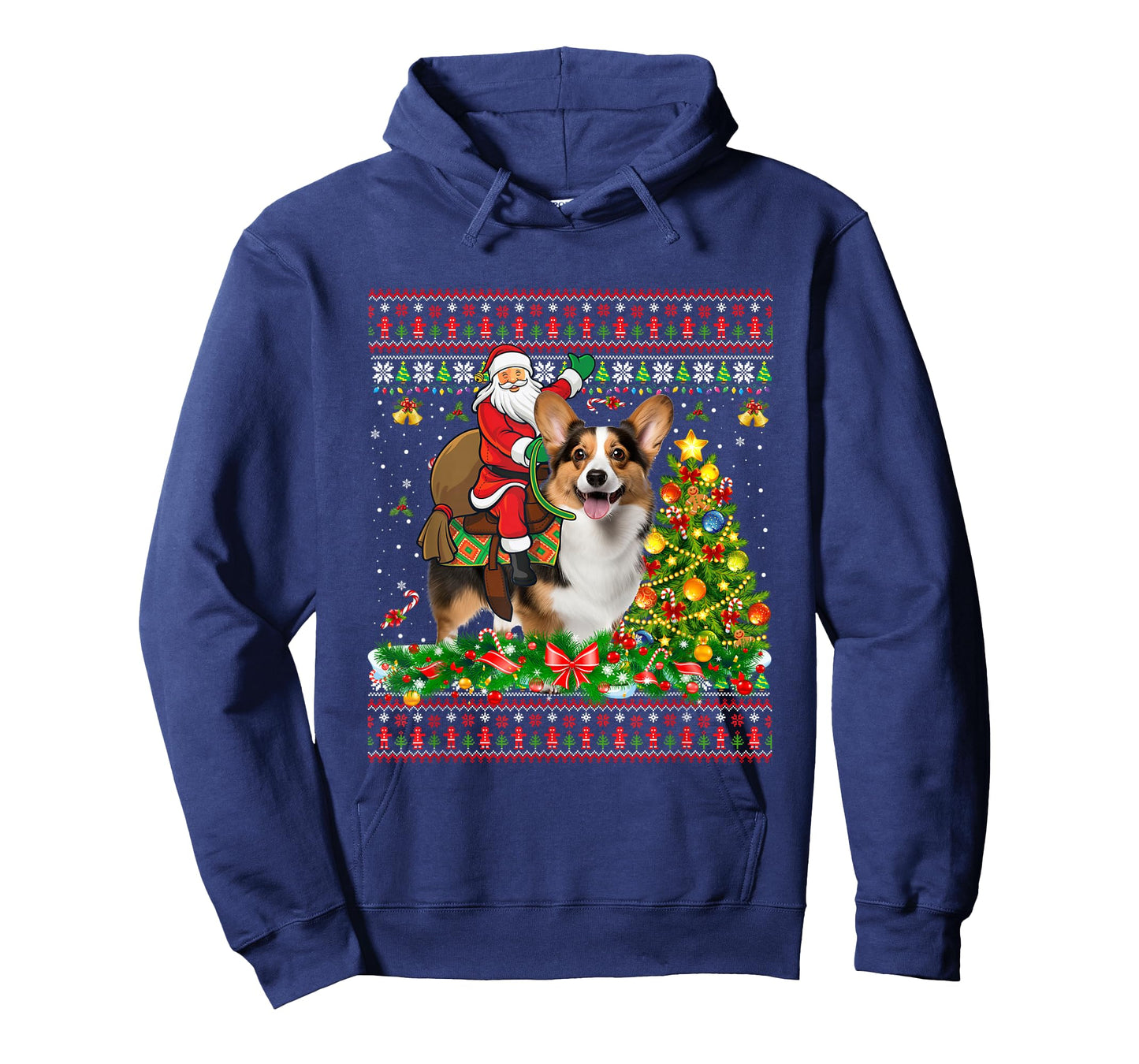 Xmas Sweater Ugly Santa Riding Corgi Dog Christmas T-Shirt