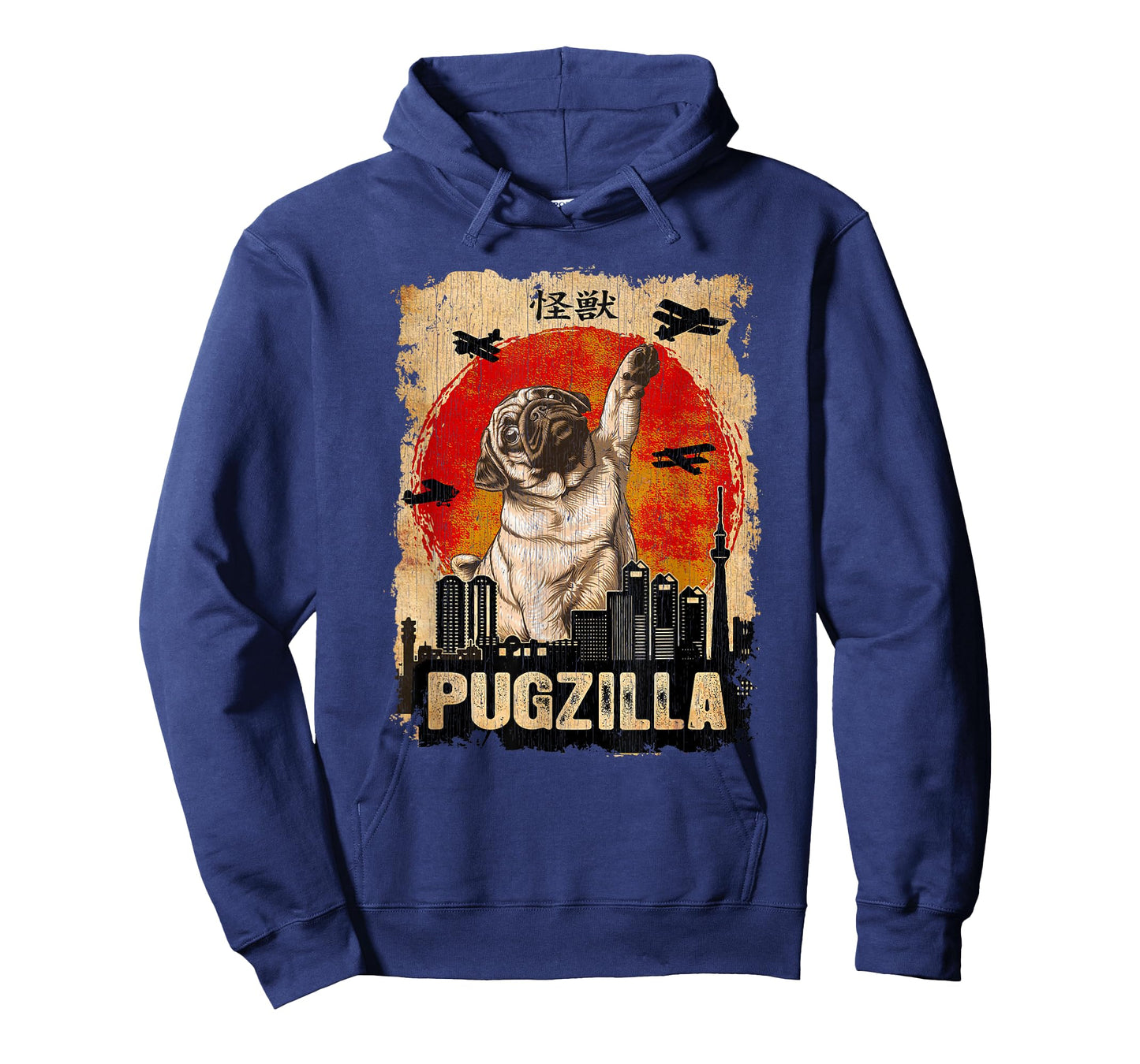 Japanese Kaiju Retro Vintage Funny Pugzilla Pug T-Shirt