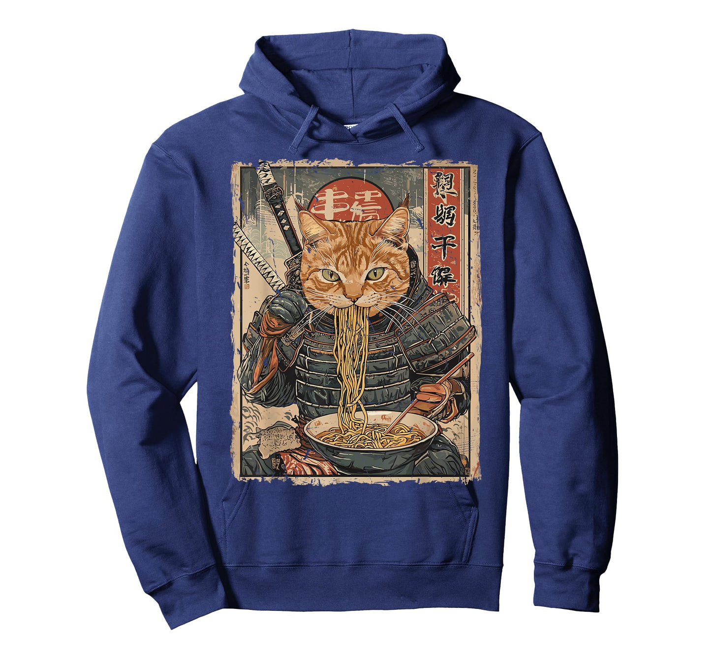 Samurai Cat Loves Ramen Funny Anime Japanese Artwork Samurai T-Shirt