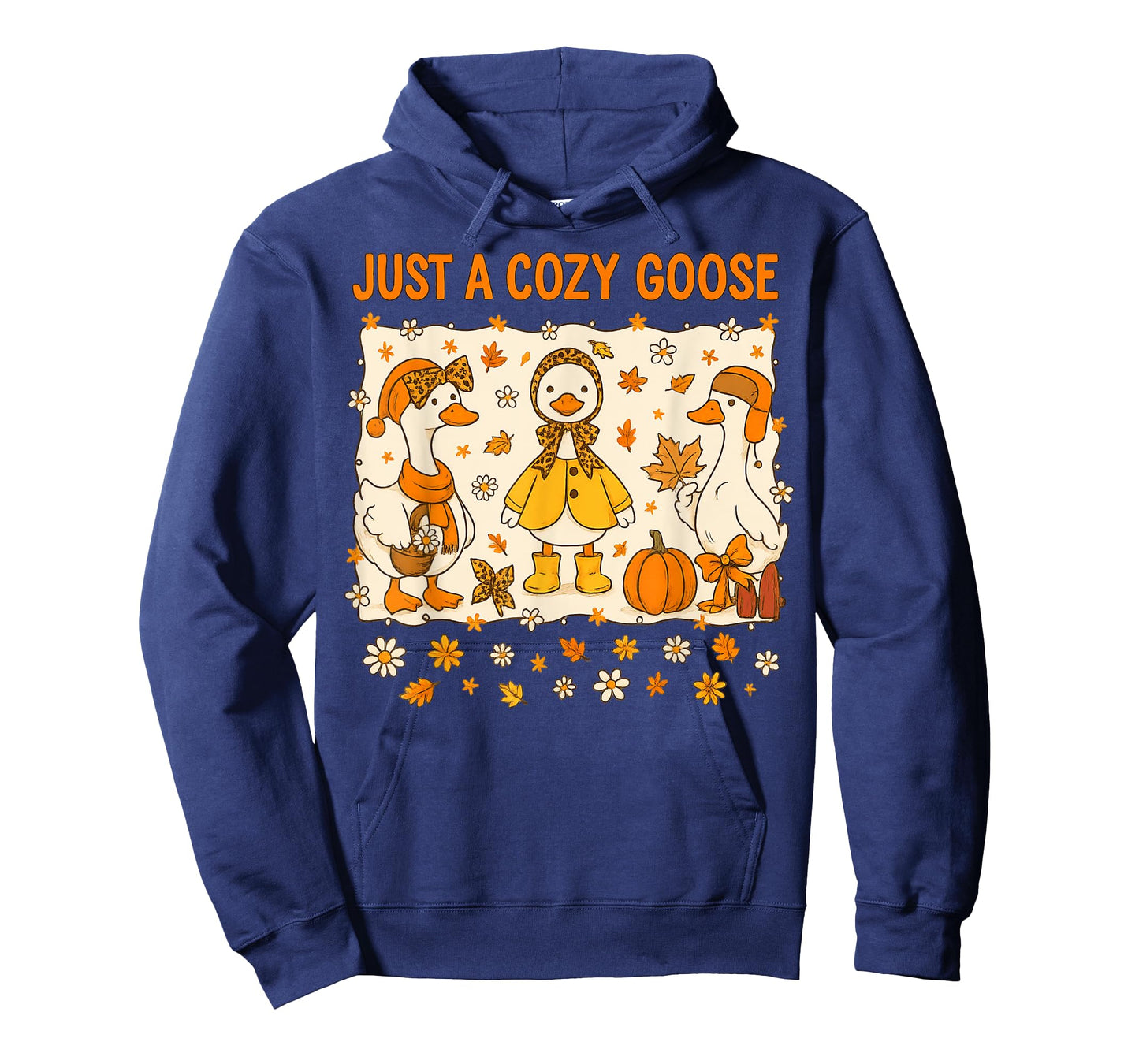 Just A Cozy Goose Funny Meme Thanksgiving Autumn Fall Leaves T-Shirt