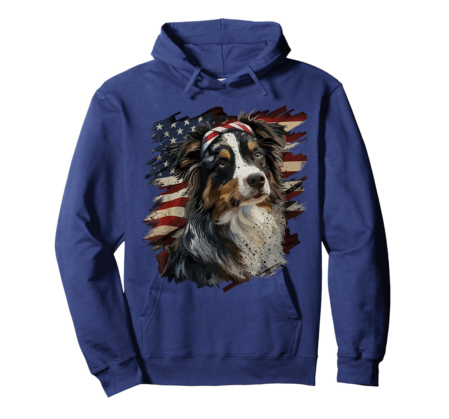 Australian Shepherd Patriotic 4th of July USA American Flag T-Shirt