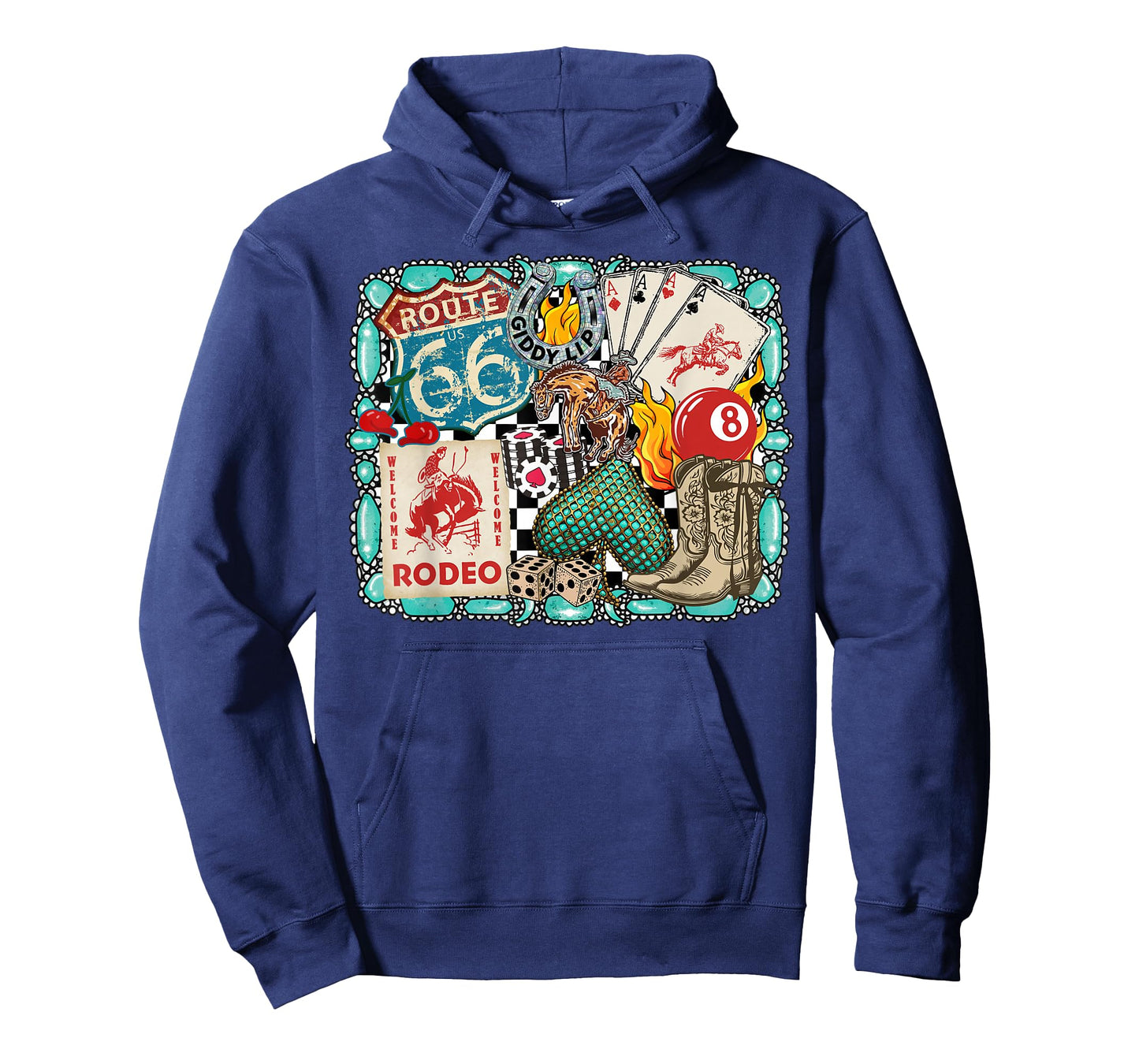 Retro Western Rodeo Cowboy Giddy Up Turquoise T-Shirt