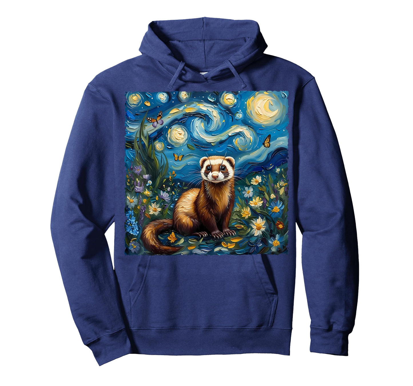 Van Gogh's Starry Night Style Earth Day Ferret Wildlife Art T-Shirt