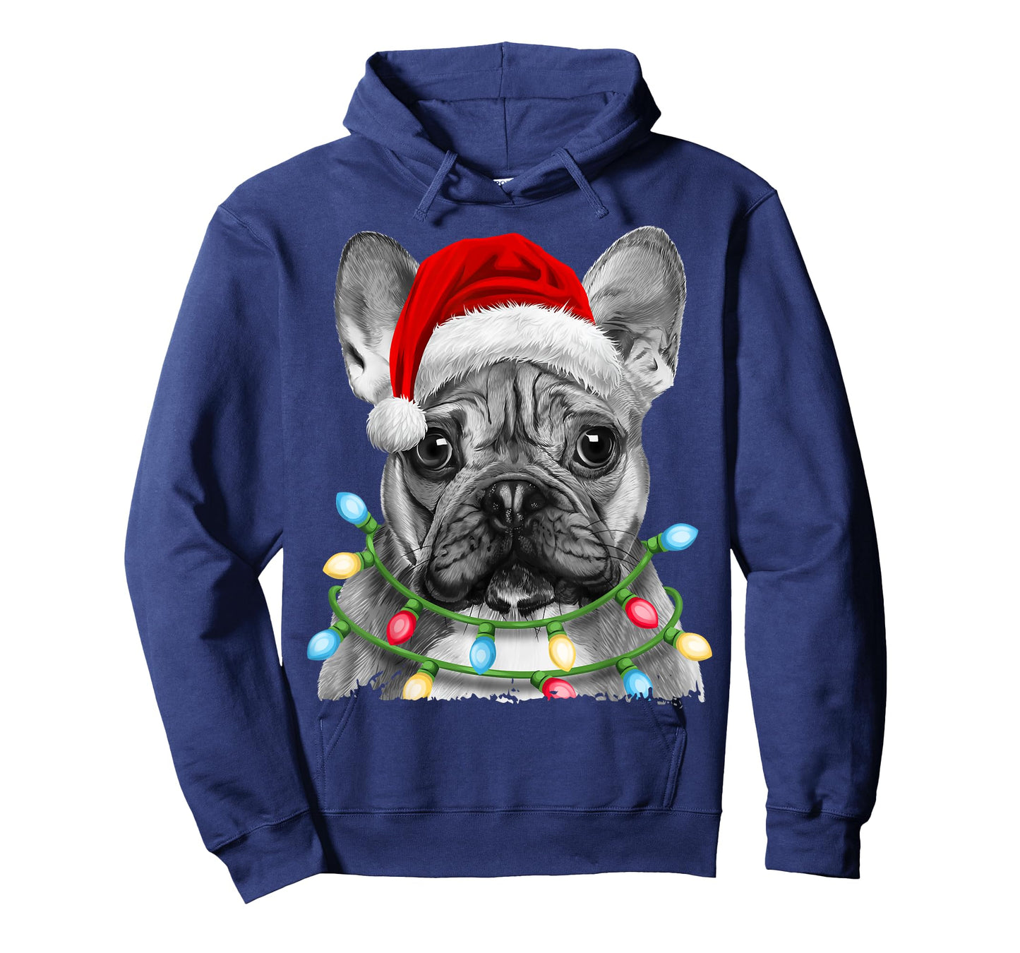French Bulldog Santa Christmas Tree Lights Xmas Boys Dog T-Shirt