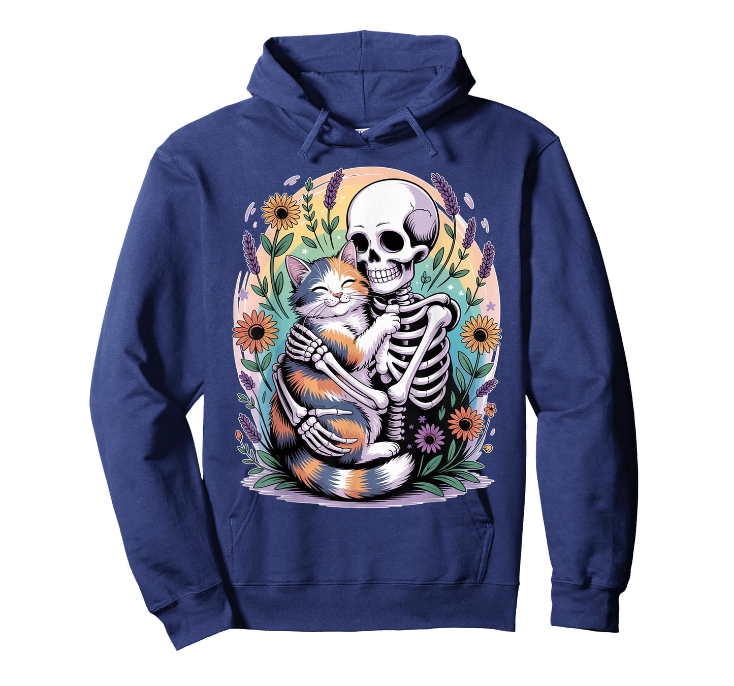 Funny Skeleton Hugging Cat Mom Dad Halloween Cats Lovers T-Shirt