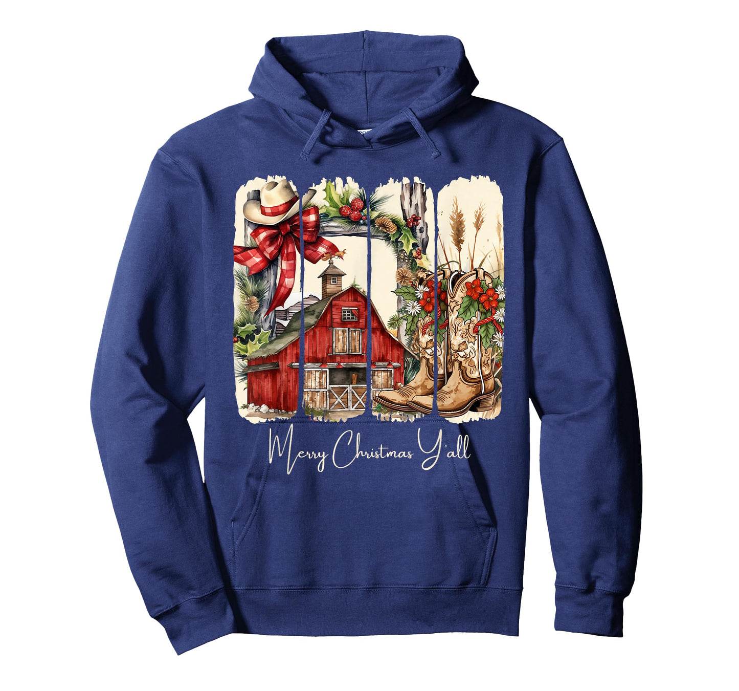 Western Merry Christmas Yall Barn Design T-Shirt