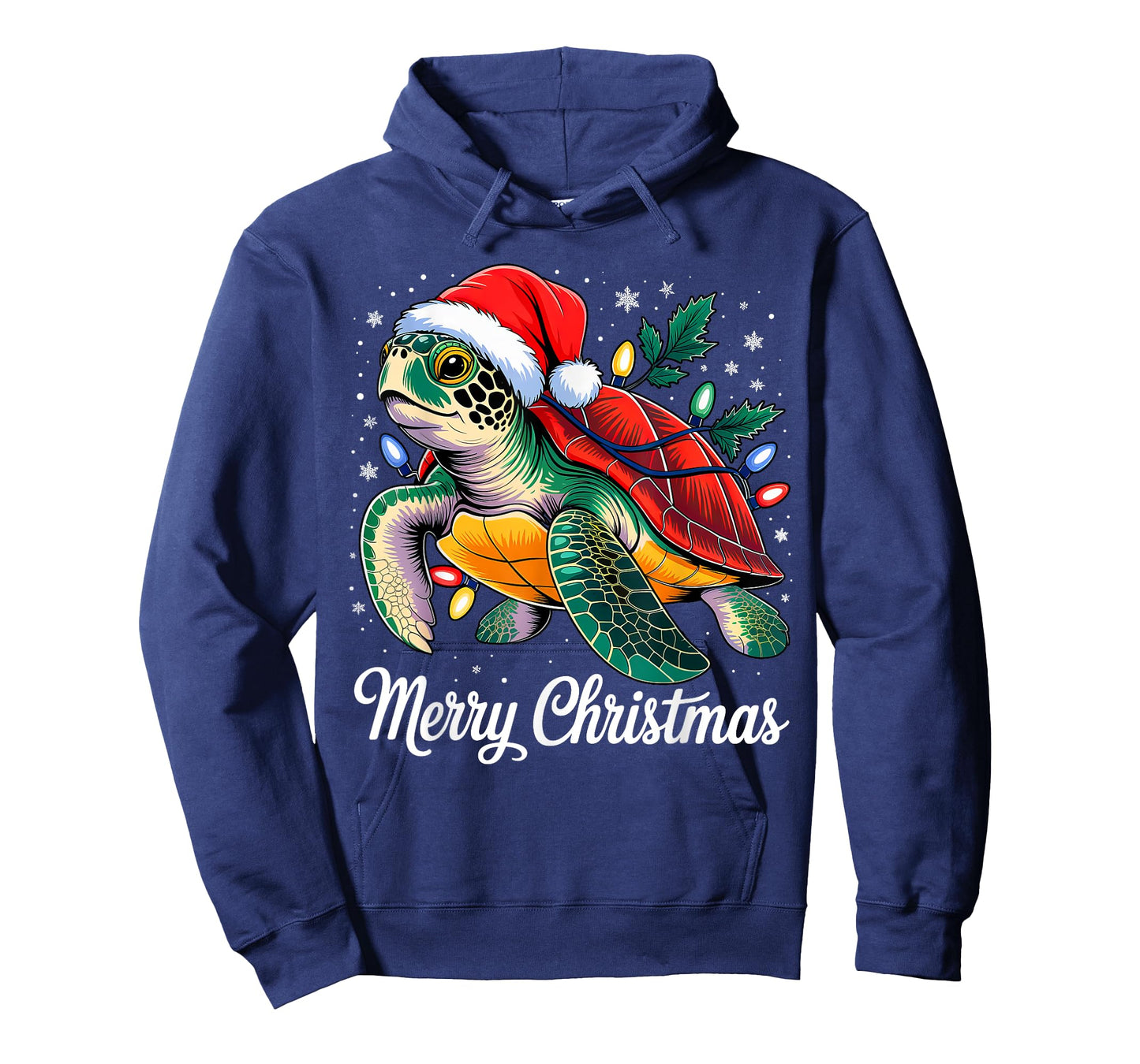 Turtle Santa Hat Merry Christmas Lights Xmas Holiday Costume T-Shirt